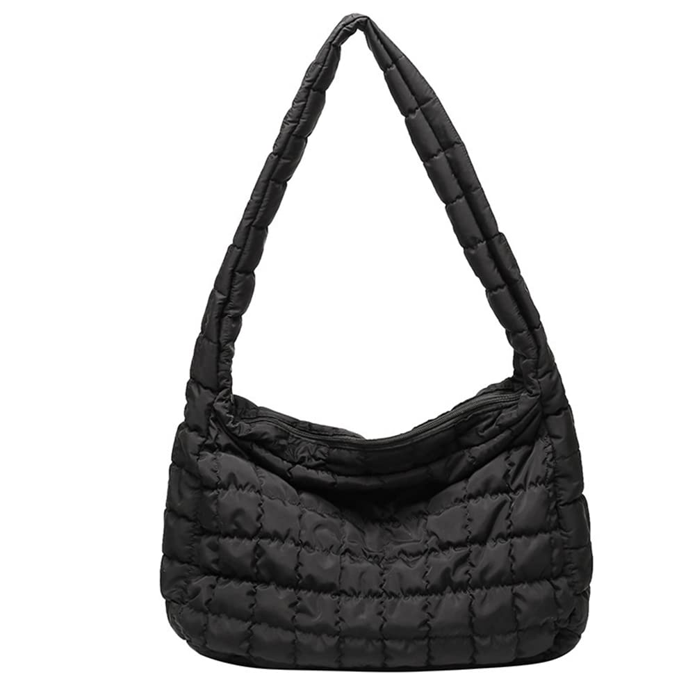 Women's Lightweight Quilted Puffer Tote Bag - Large Nylon Cotton Padded Shoulder Bag for Work, Travel & Shopping | Stylish Winter Handbag for Women