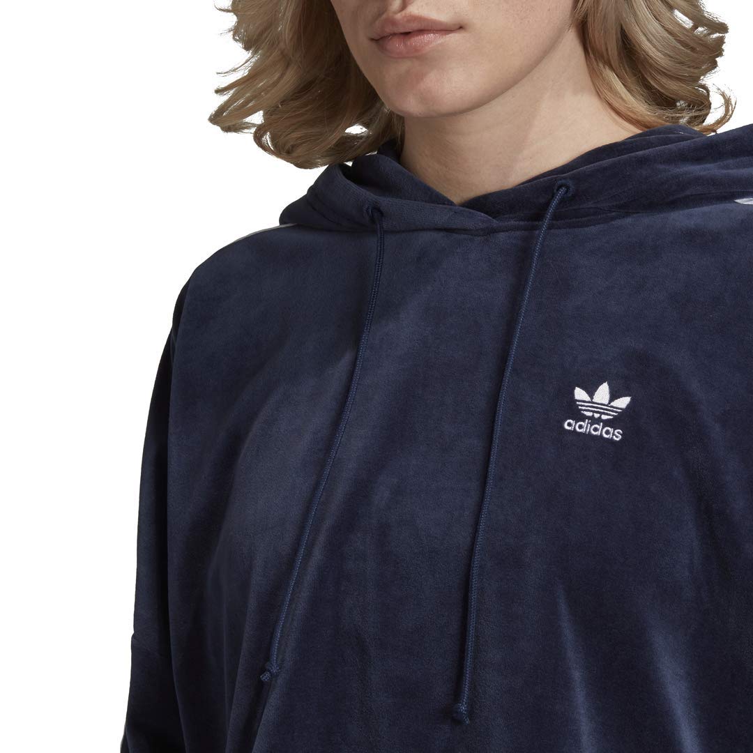 Adidas Originals Women's Velour Cropped Hoodie - Soft Fleece Pullover Sweatshirt for Casual Wear, Gym & Street Style Fashion