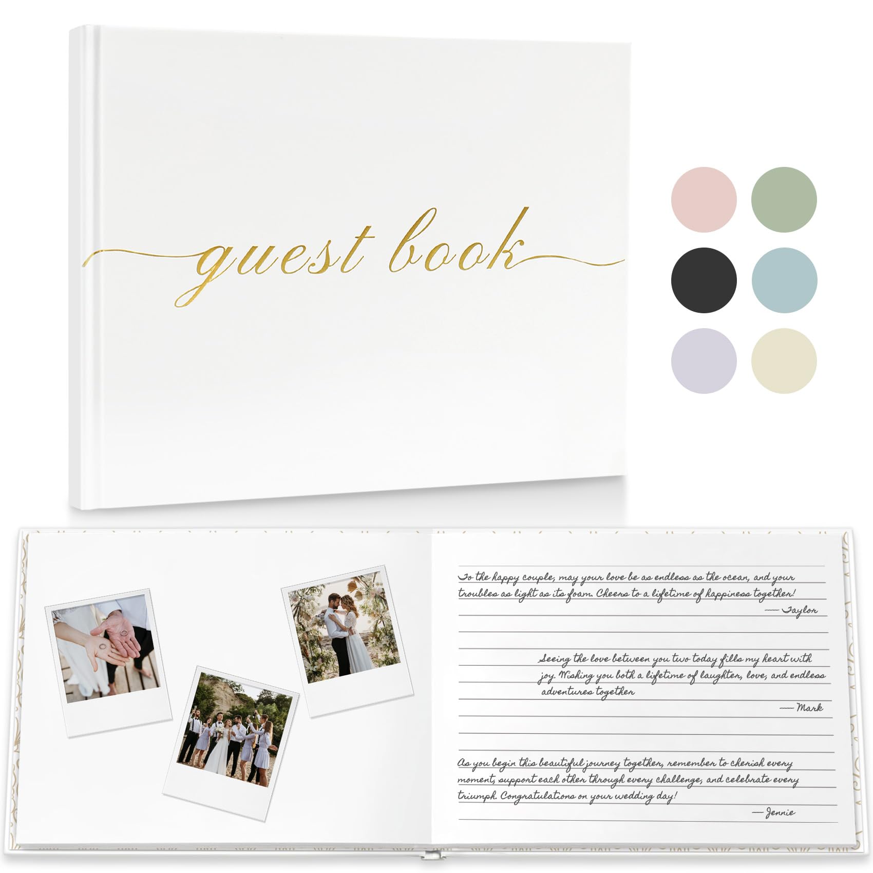 Elegant Wedding Guest Book & Polaroid Memory Album - 100 Blank & Lined Pages for Signatures & Photos - Perfect for Wedding Receptions, Baby Showers & Celebration Events - Cream Color (Great for Bridal Showers, Anniversary Parties & Special Occasions)