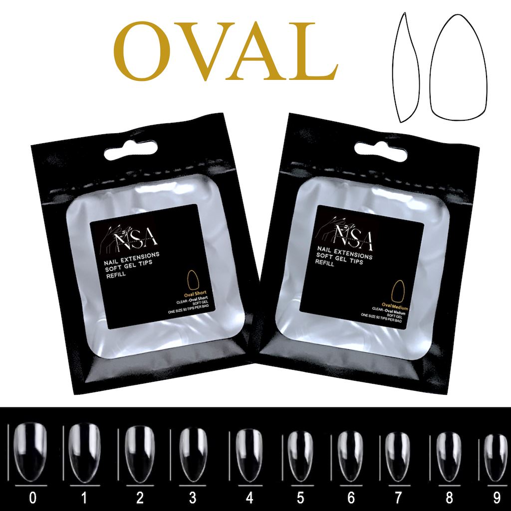 Soft Gel Nail Tips Refill Kit - 50pcs Oval False Nails with Natural Look for DIY Manicure at Home or Salon Use