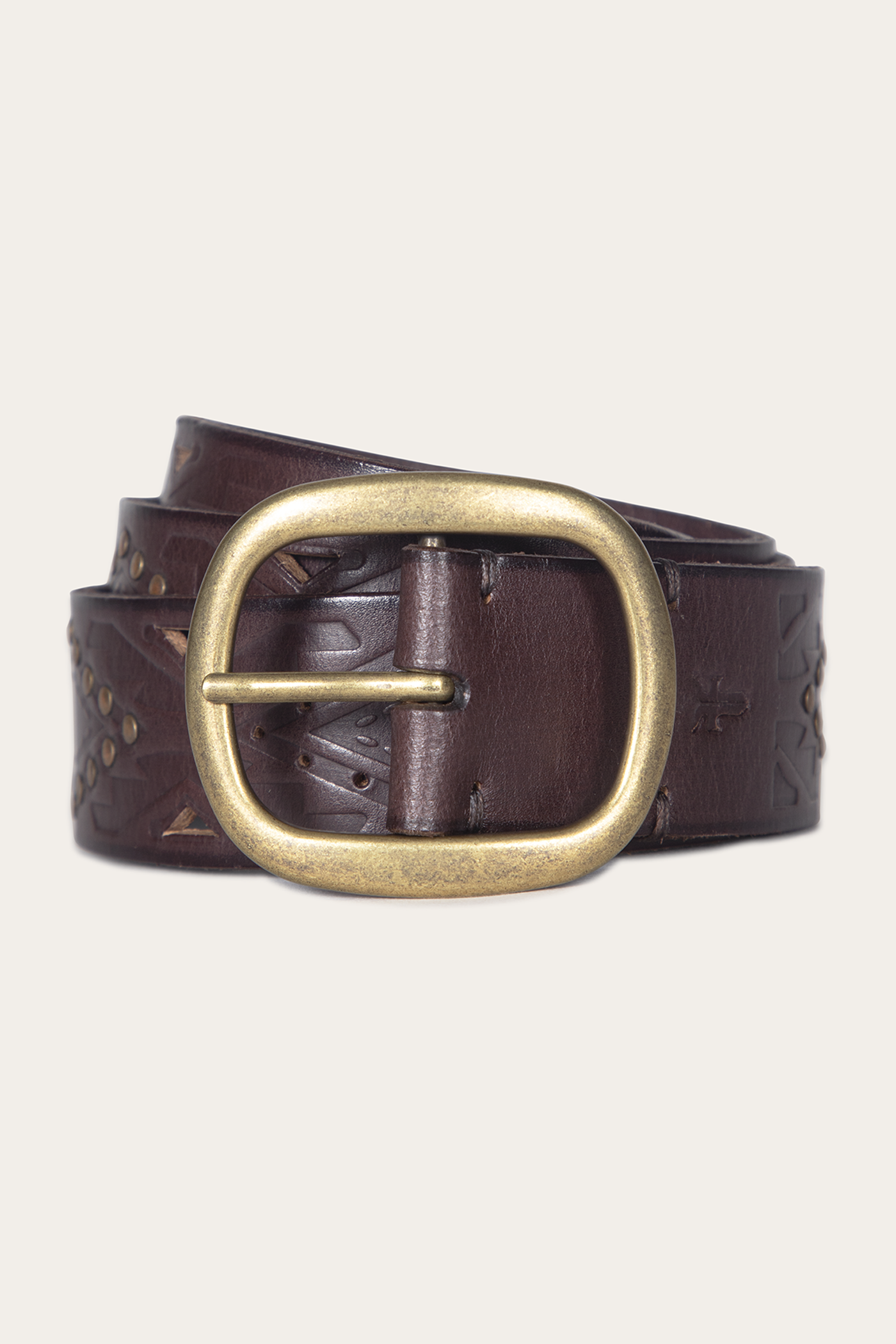 38mm Western Style Belt for Men - Southwestern Embossed Leather Belt with Perforations & Studs - Perfect for Cowboy Boots, Jeans & Western Outfits