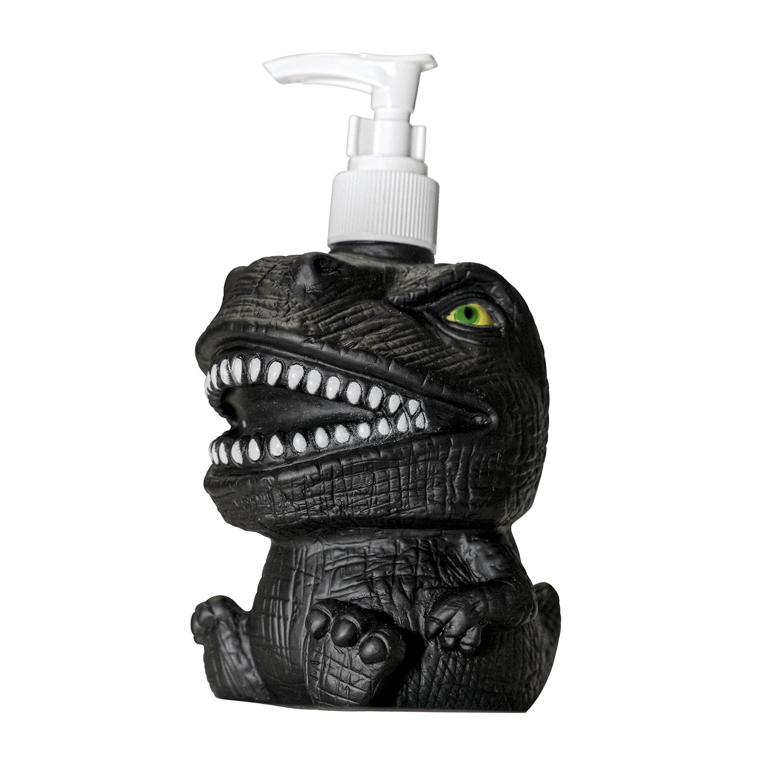 GoFika Refillable Dinosaur Hand Soap Dispenser - 11.8oz Pump Bottle for Lotion, Shampoo & Sanitizer - Cute Animal Design for Kids & Adults - Perfect for Kitchen, Bathroom & Nursery Decor (Black)