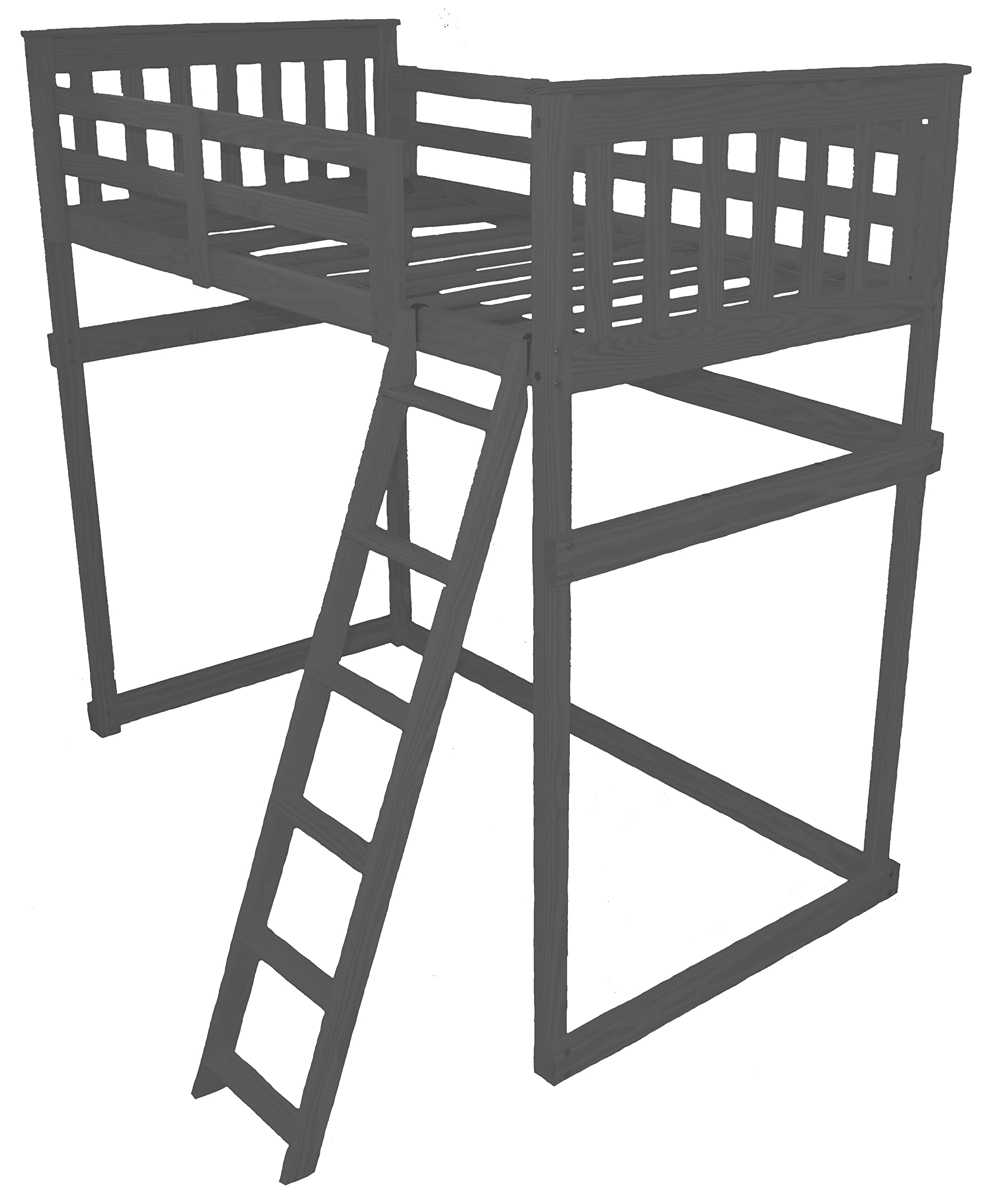 Pine Twin Mission Loft Bed with Side Ladder in Graphite - Space-Saving Kids Furniture for Small Bedrooms & Dorm Rooms | Furniture Barn USA