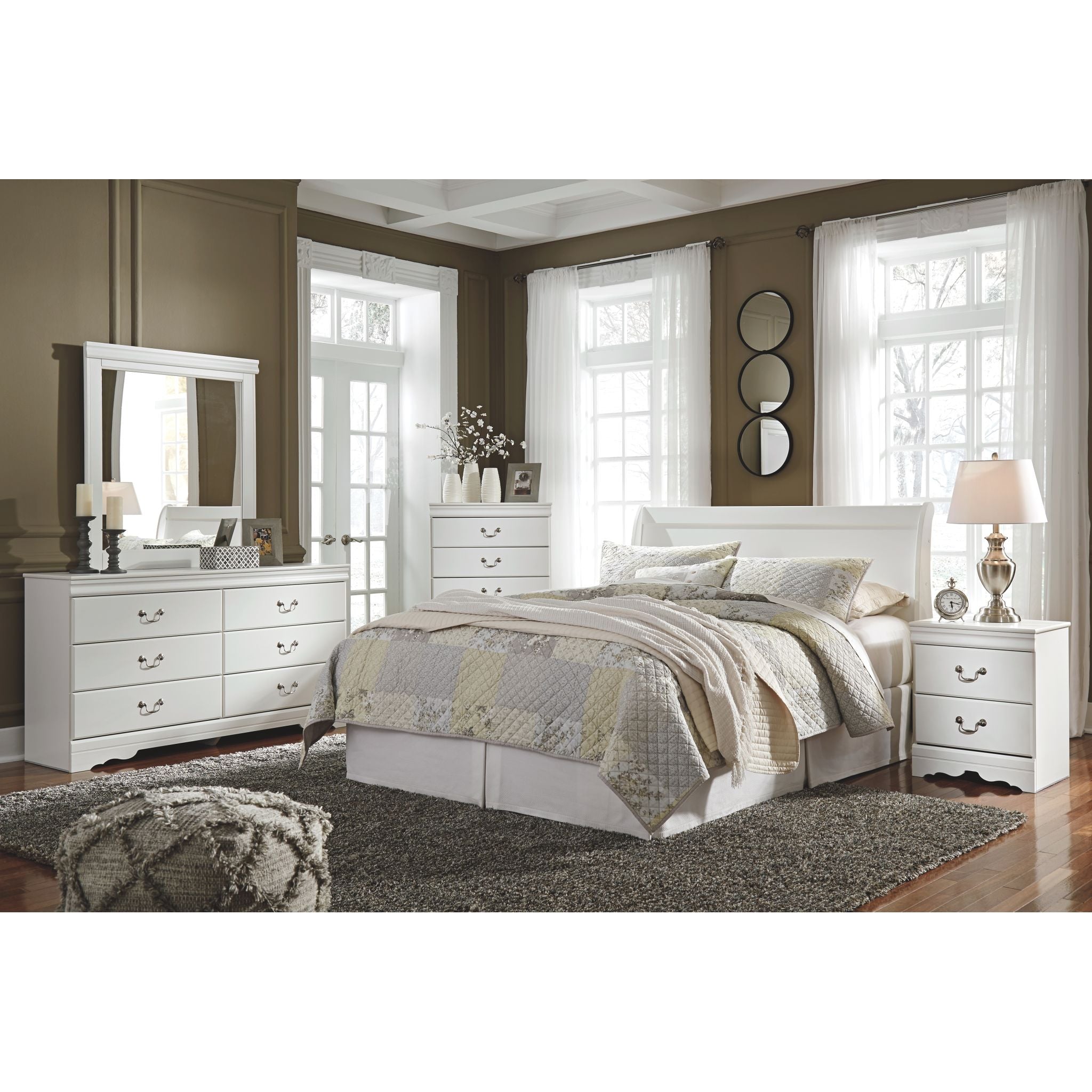 White Anarasia Dresser with Mirror - Elegant Bedroom Furniture for Home Decor & Organization