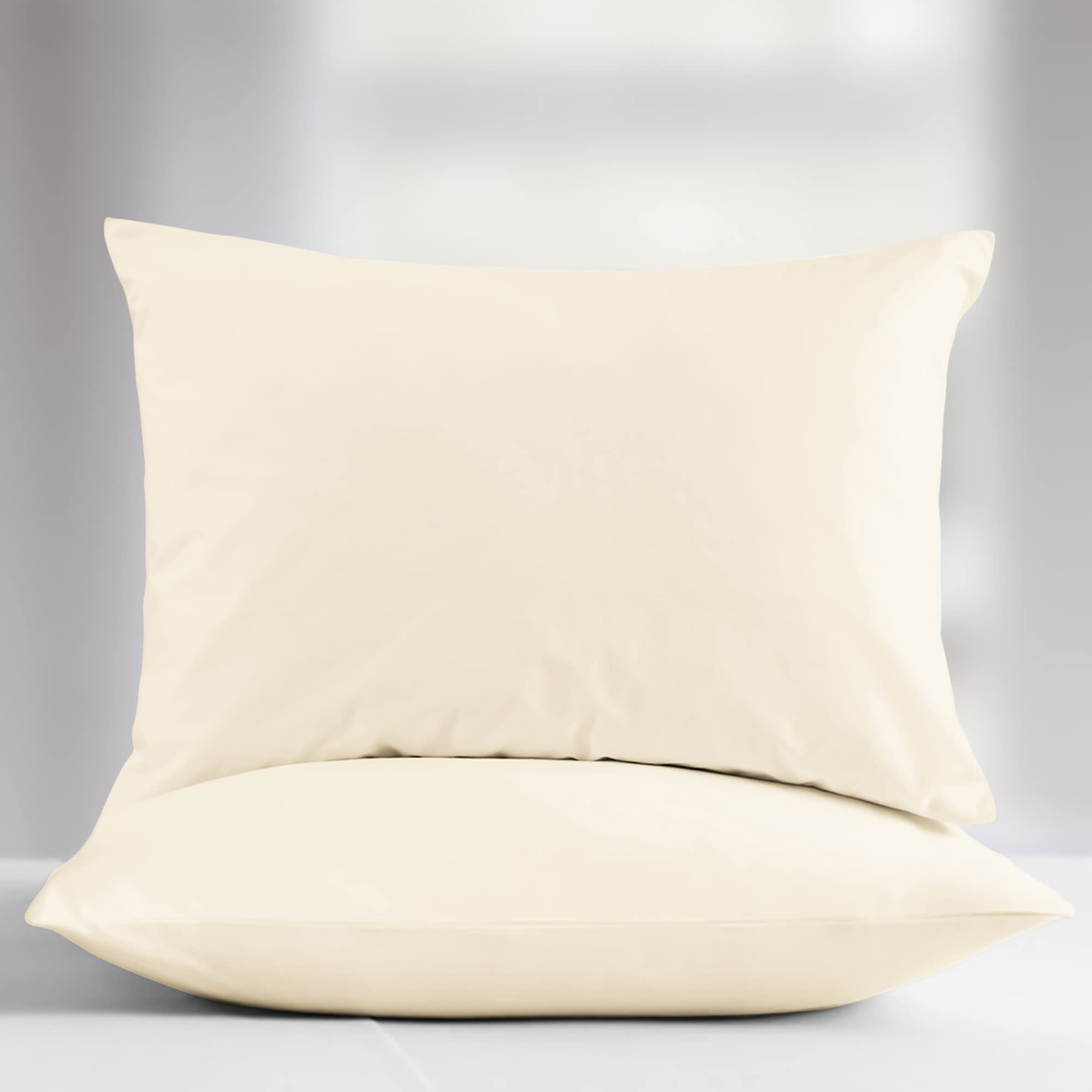 Luxury 1000 Thread Count Egyptian Cotton Pillowcases Set of 2 - Standard/Queen Size, Soft Sateen Weave Cooling Pillow Covers for Hot Sleepers - Ivory | Perfect for Master Bedroom, Guest Room & Hotel Use