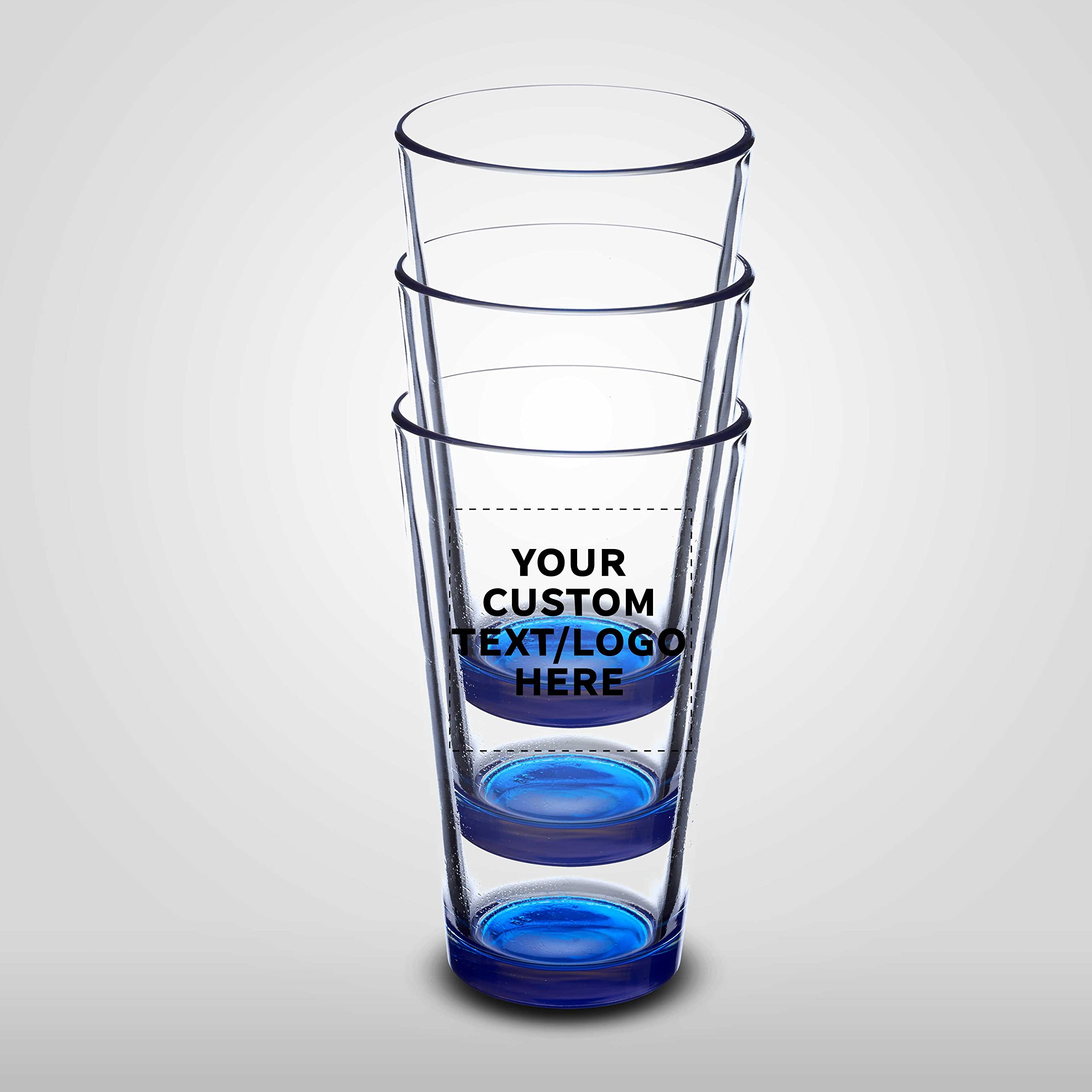 Custom Beer Pint Glasses 16 oz - Set of 50 Bulk Pack | Personalized Bar & Restaurant Glassware with Thick Base & Walls | Durable, Stackable Drinking Glasses for Pubs, Parties & Events (Blue)