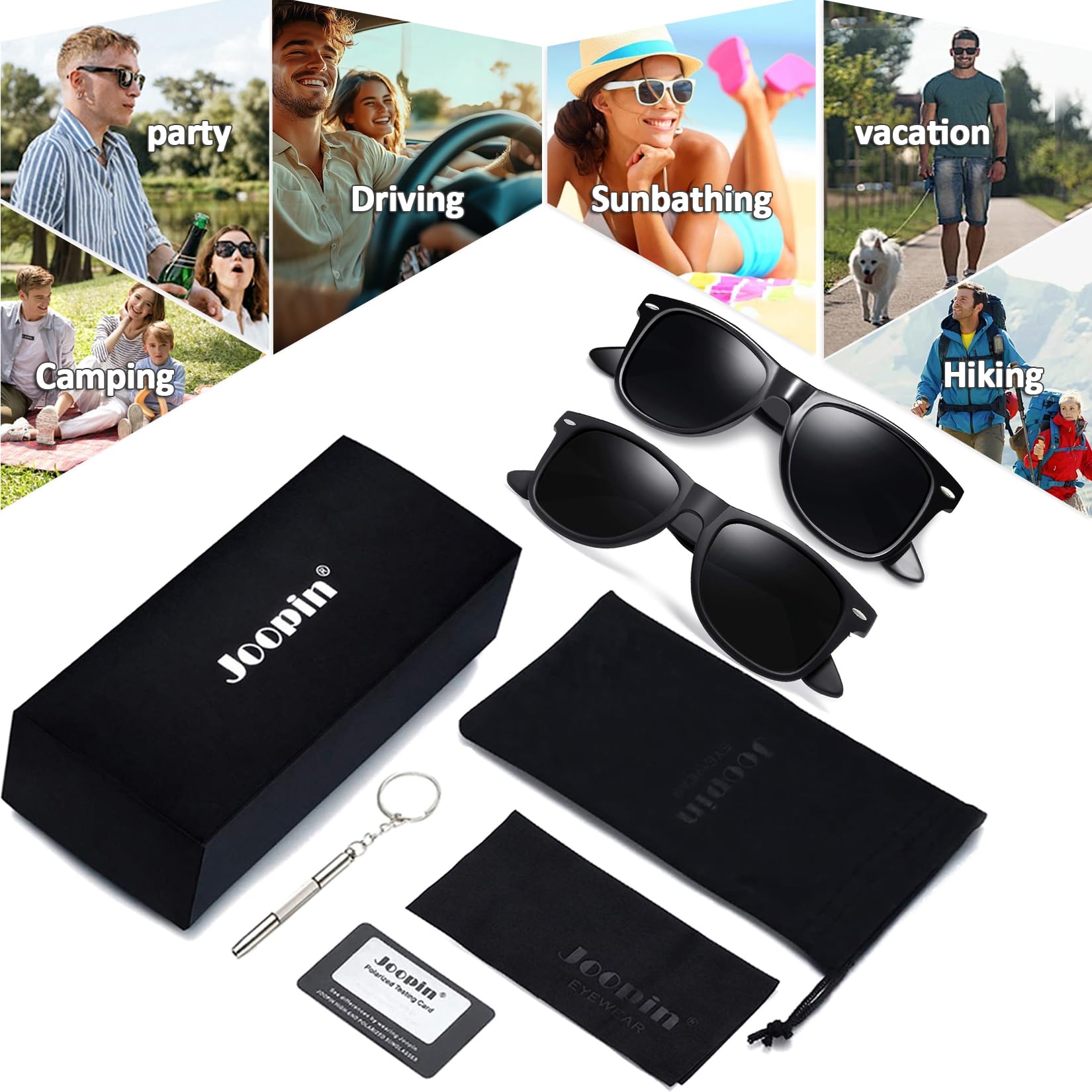 Joopin Square Polarized Sunglasses for Men & Women - 100% UV Protection, Trendy Designer Shades for Outdoor Activities, Driving, Beach & Fashion