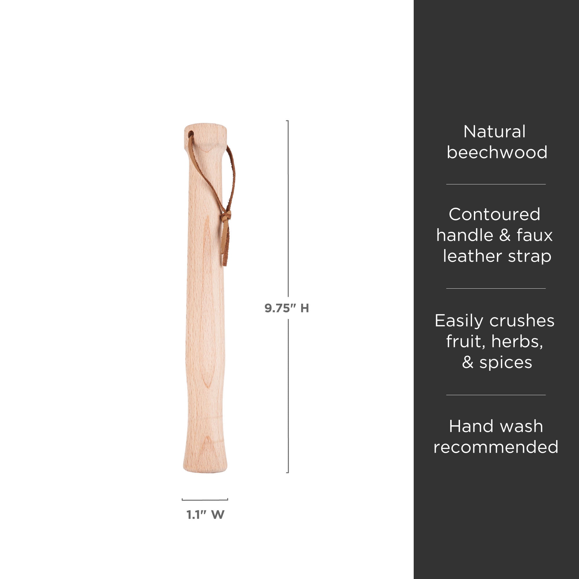 Premium Beechwood Cocktail Muddler - Bar Stirring Tool for Mojitos, Old Fashioned & Mint Juleps - Perfect for Home Bars & Mixologists