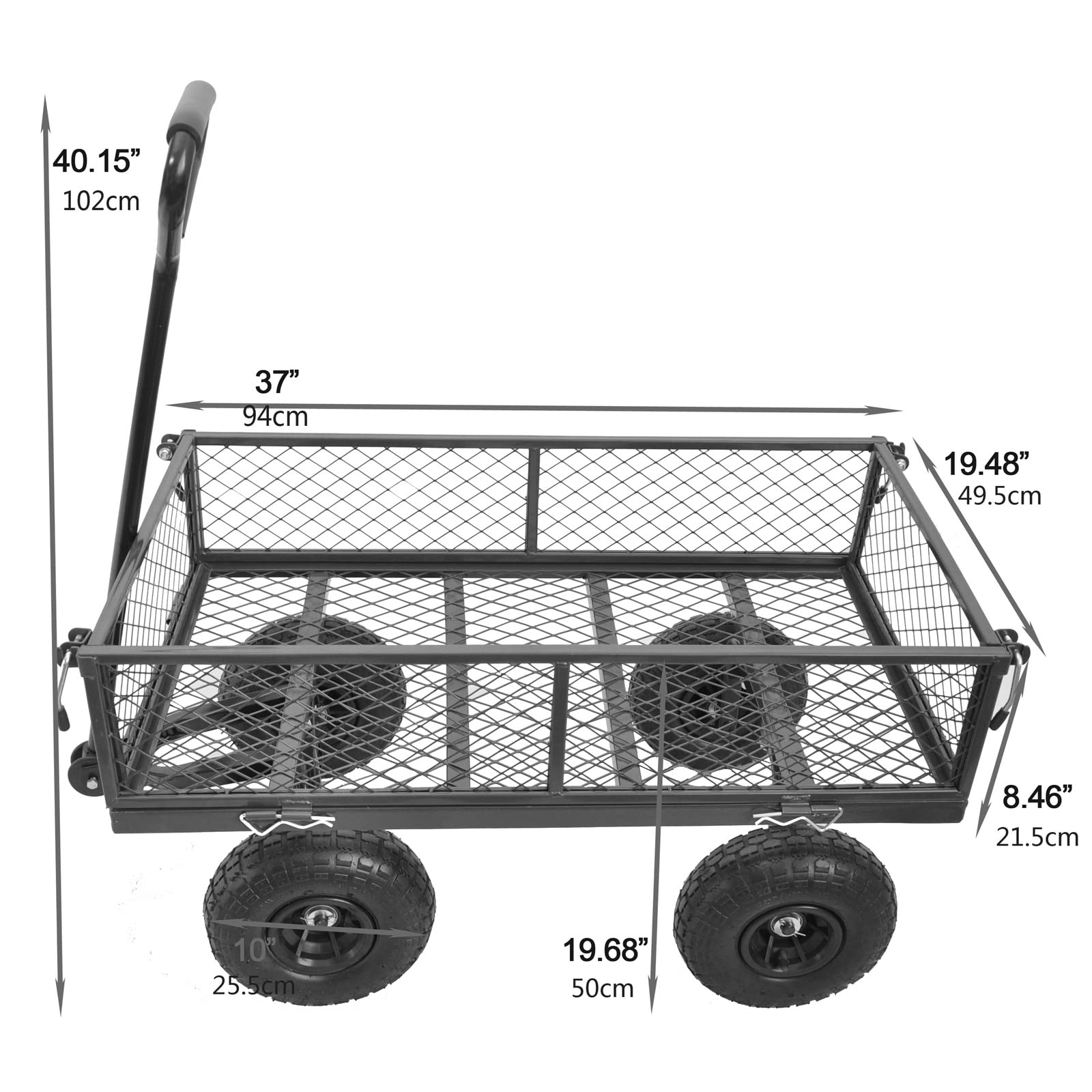 Heavy Duty Utility Garden Wagon Cart with Removable Sides - 560 Lbs Capacity, 10