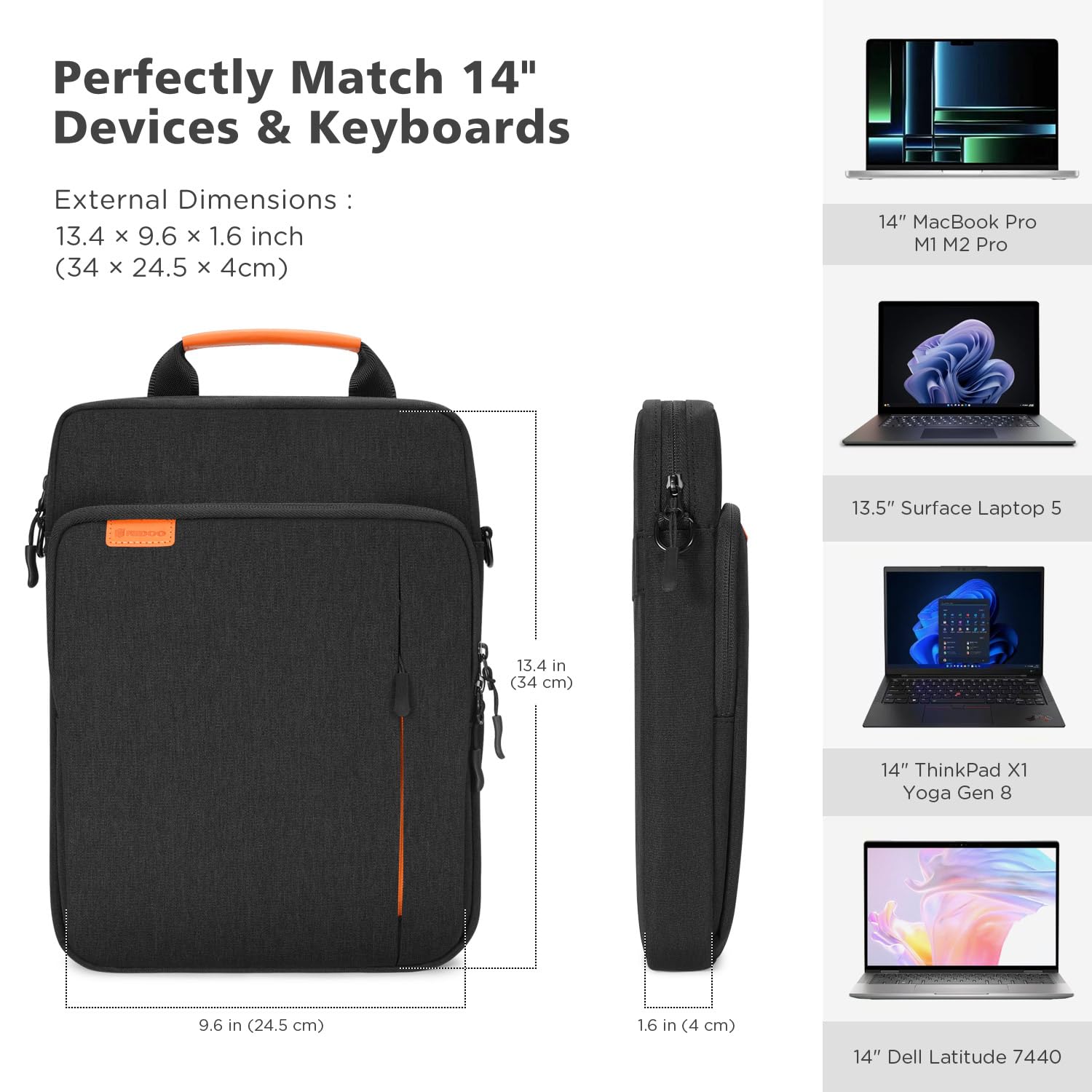 NIDOO 14 Inch Laptop Sleeve Bag - Protective Case for 14