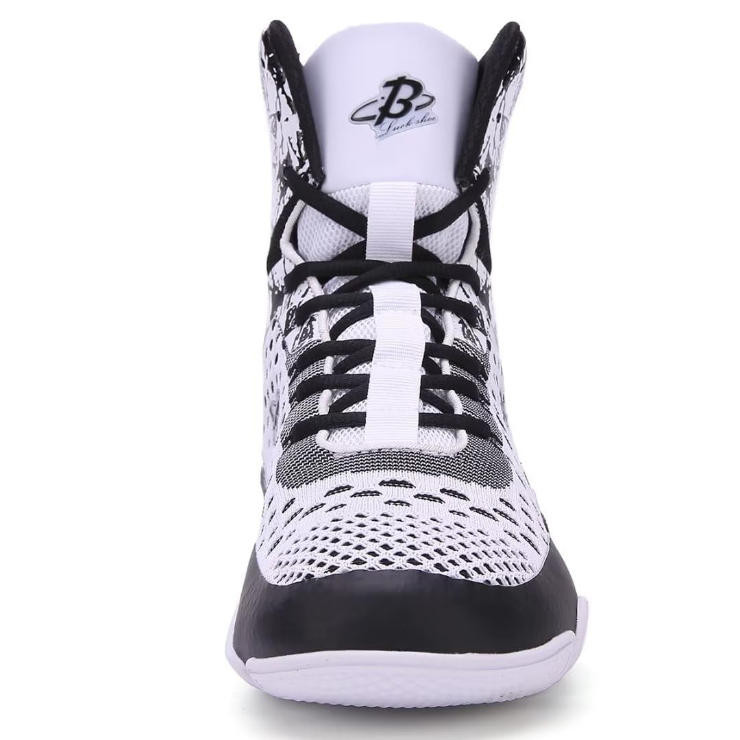 B LUCK SHOE Men's High-Top Boxing Shoes - Professional Wrestling Training Boots for MMA & Martial Arts (Model LS198) | Perfect for Gym Workouts & Combat Sports