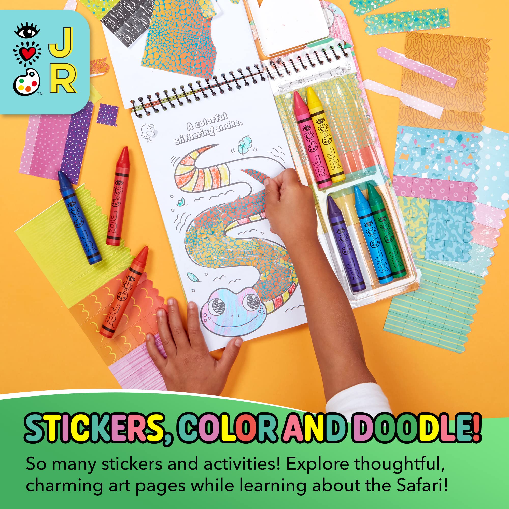 Bright Stripes Travel Coloring Kit for Kids - Mess-Free Art On the Go with Coloring Books, Crayons & Sticker Activity Book | Perfect for Airplane, Road Trips & Restaurants | Ages 3+ (Jungle Theme)