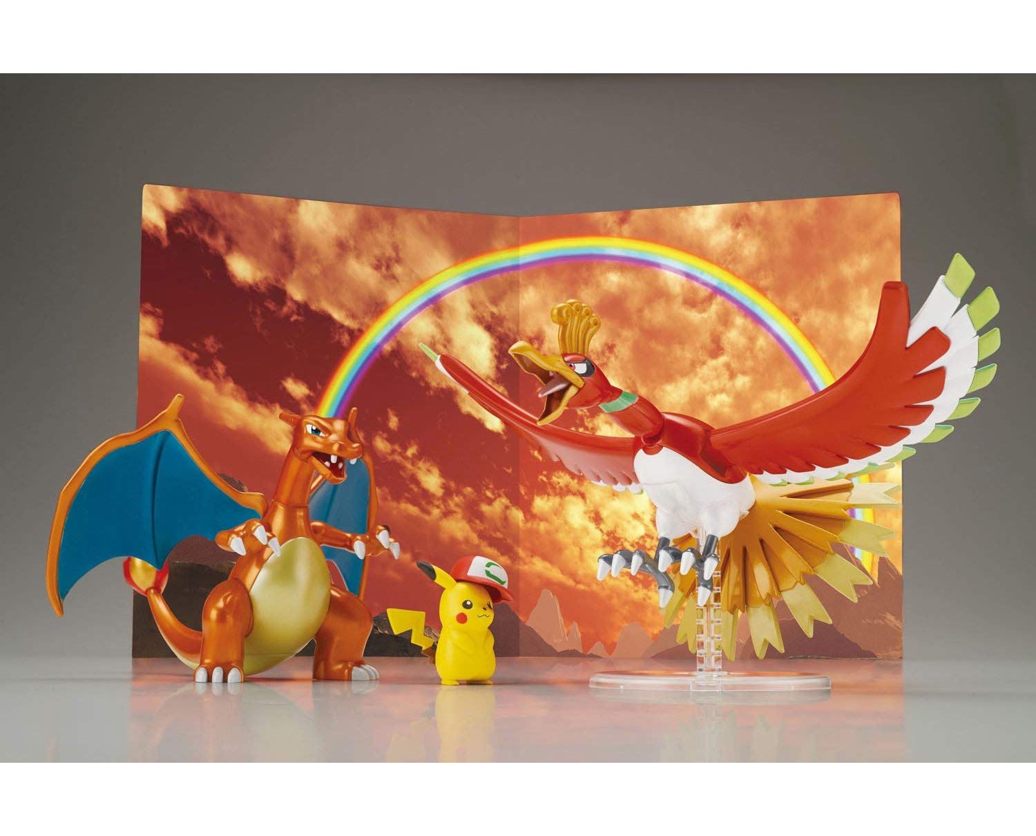 Bandai Pokemon Model Kit Set - Ho Oh, Charizard & Ash Ketchum's Pikachu Figures for Collectors & Gifts | Anime Display, Home Decor, Gaming Room Accessories