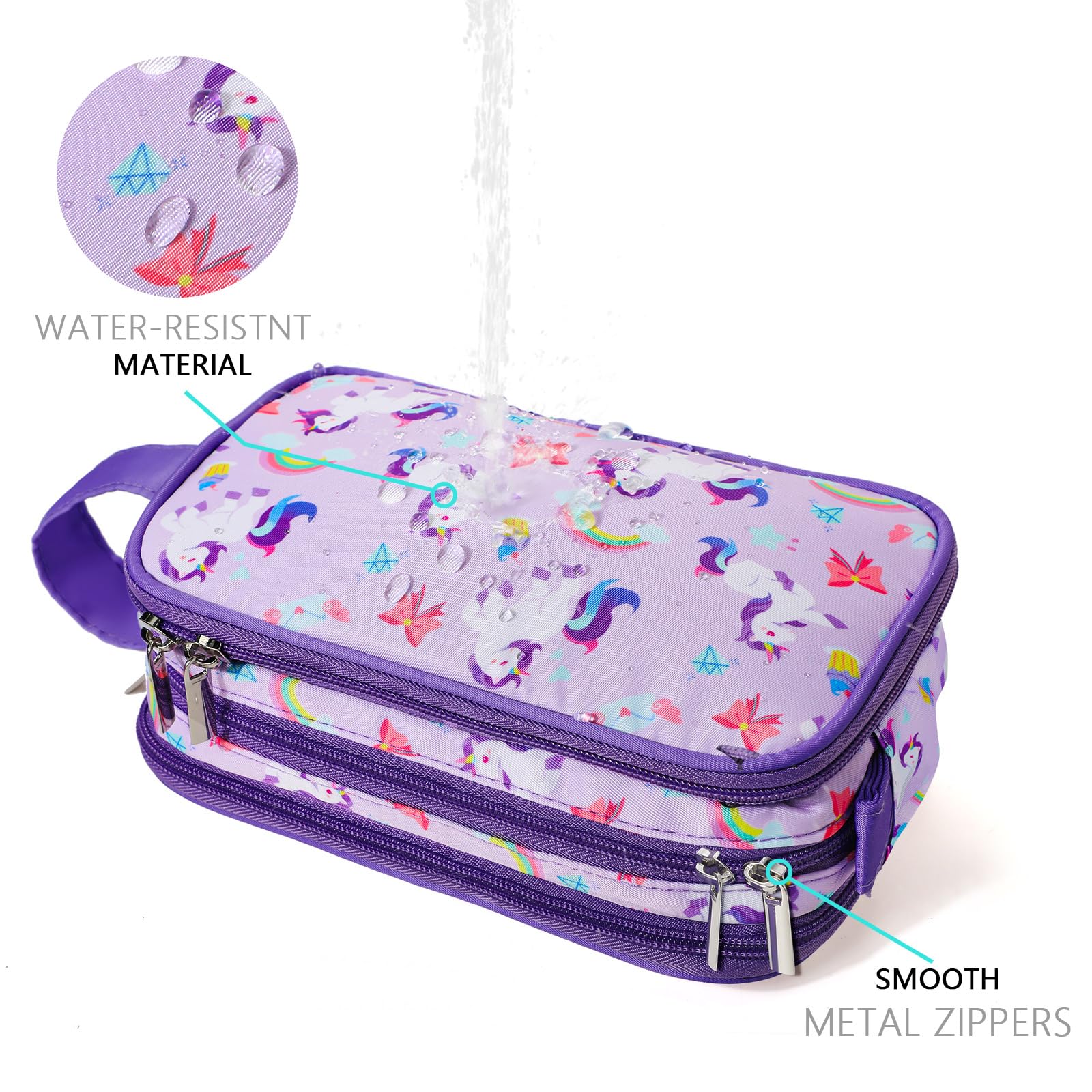 **Unicorn Purple Kids Toiletry Bag for Girls - Waterproof Hanging Travel Cosmetic & Makeup Organizer - Perfect for Toddler Toiletries, School Trips & Family Vacations - Ideal for Bathroom Storage, Sleepovers & Camping Essentials - Great for Travel, Gifts & Daily Use**
