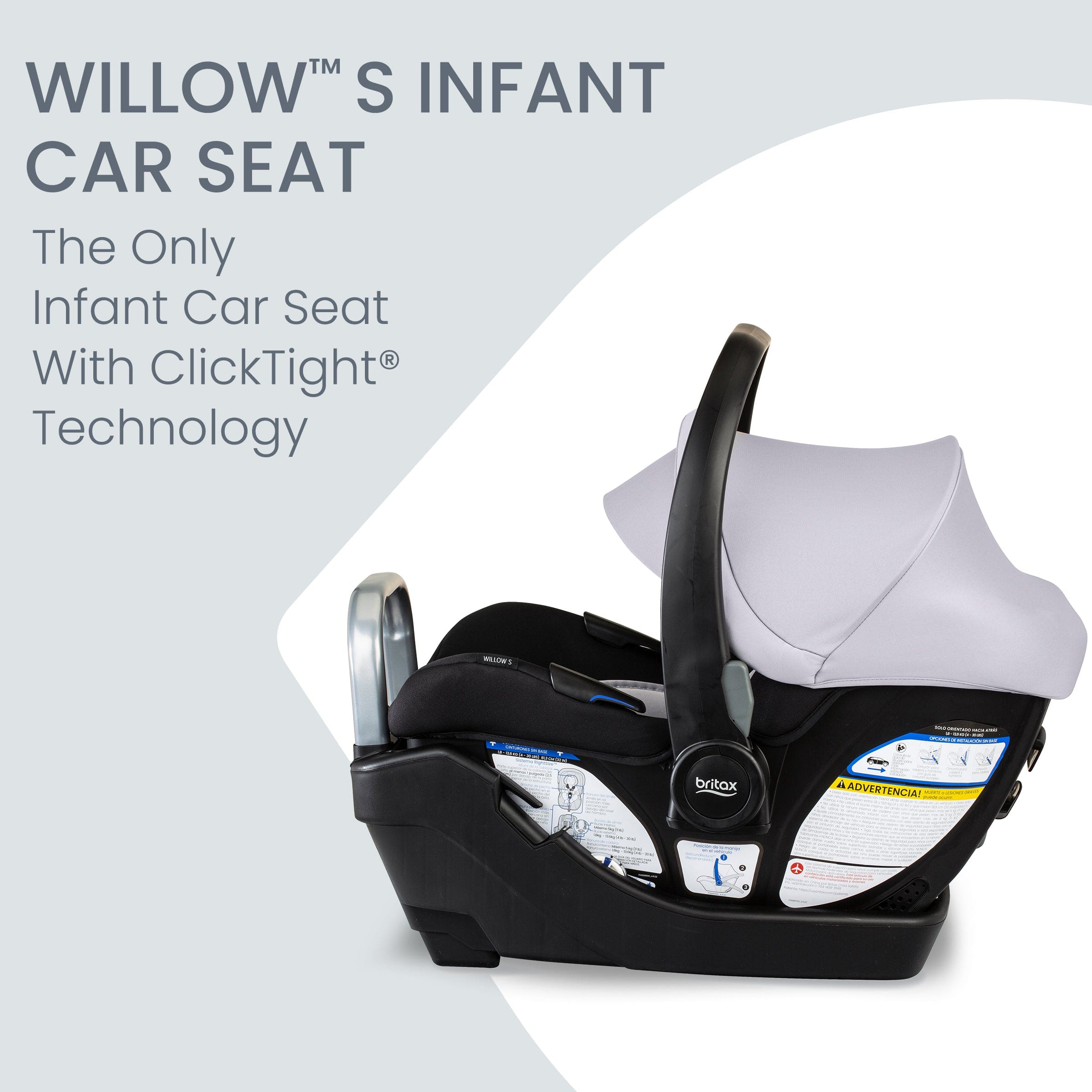 Britax Willow S Infant Car Seat with Alpine Base - Safe & Comfortable Baby Carrier for Newborns 0-35 lbs - Perfect for Travel, Shopping & Daily Commutes