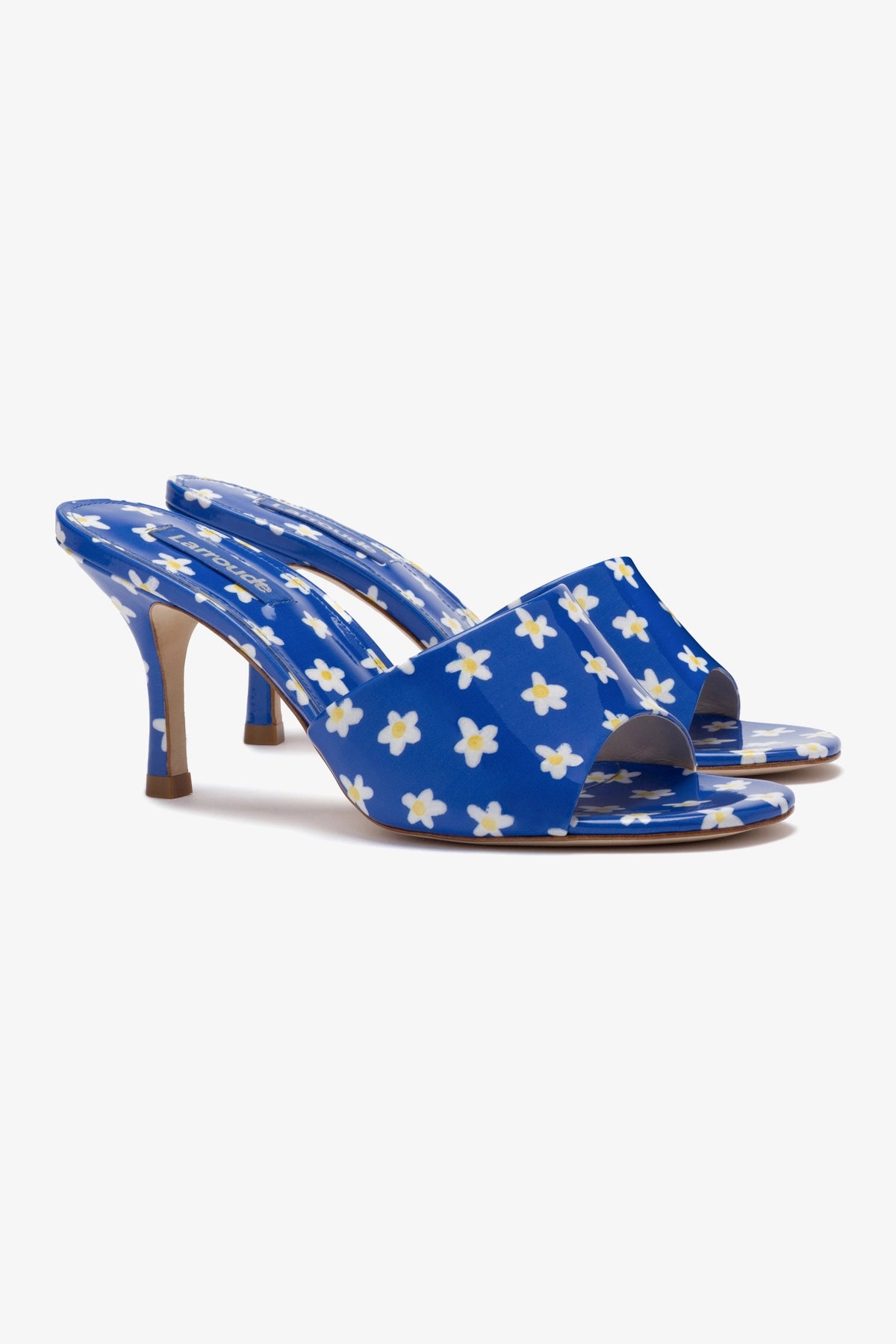 Colette Blue Floral Patent Leather Mules - Women's Fashion Shoes for Casual Wear, Office & Party Outfits