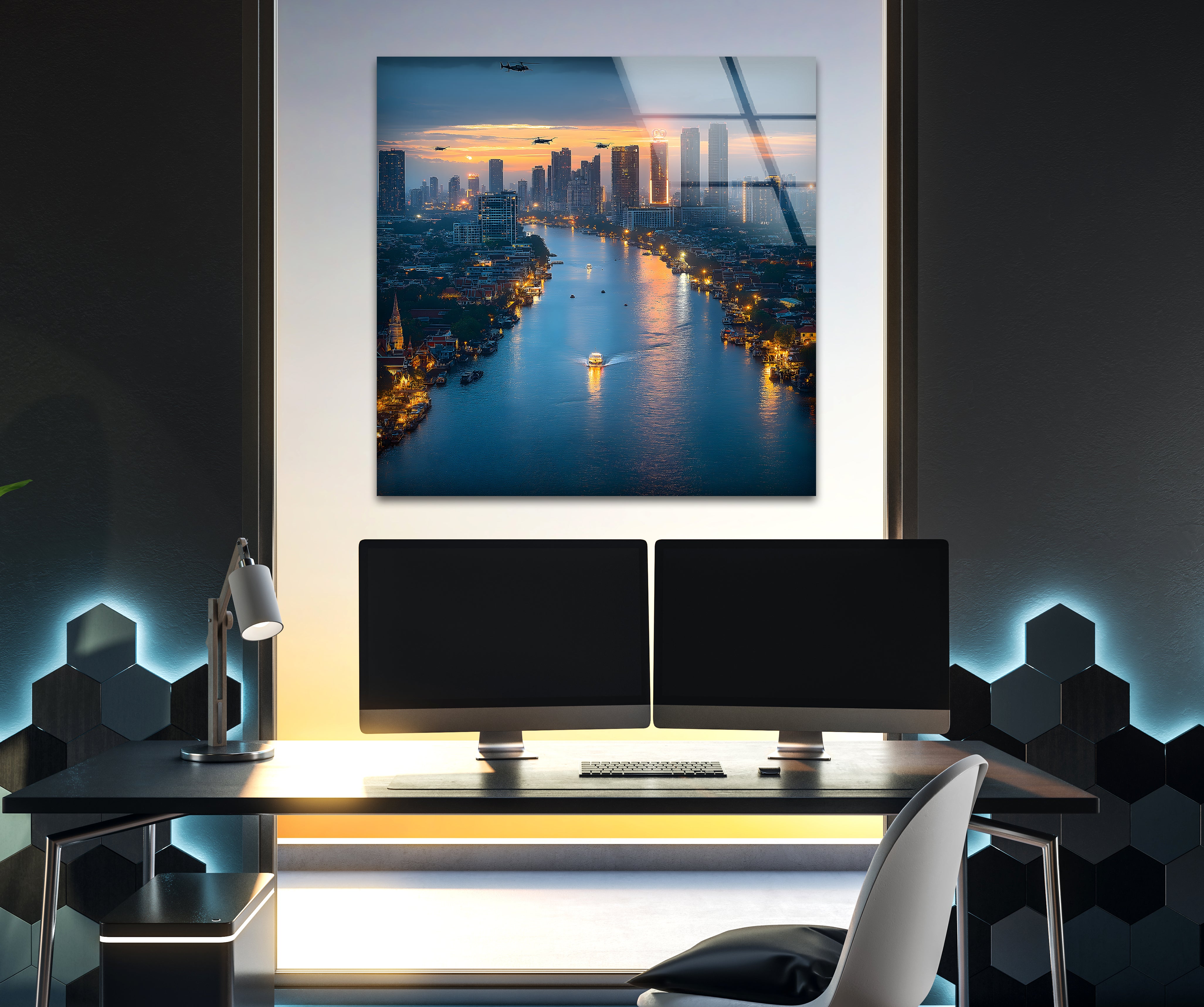 Bangkok Skyline Glass Wall Art - Stunning Cityscape Decor for Living Room, Office & Bedroom - Perfect Modern Home & Gift Idea
