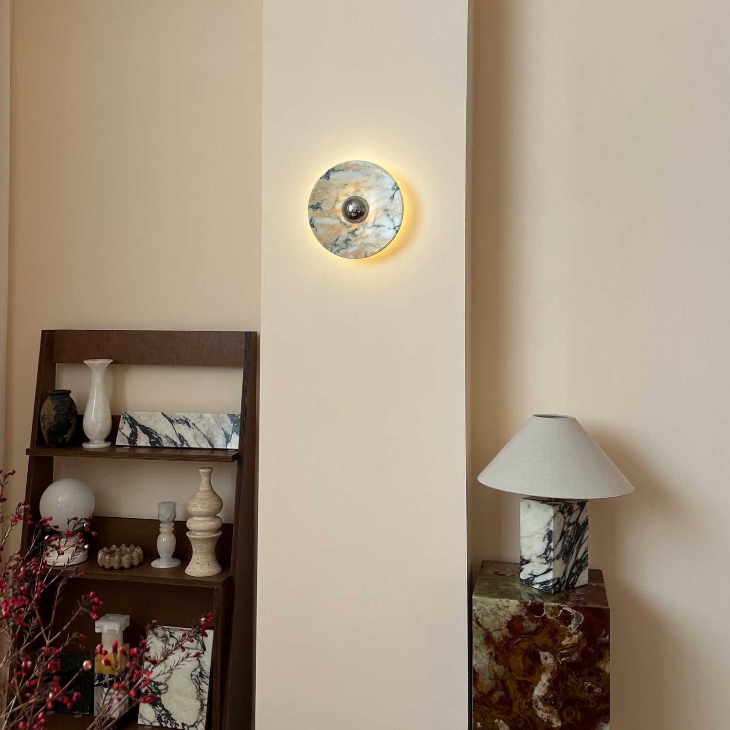 Calacatta Marble Wall Sconce Light - Modern Gold Finish Bathroom Vanity Lighting for Bedroom, Hallway & Living Room Decor