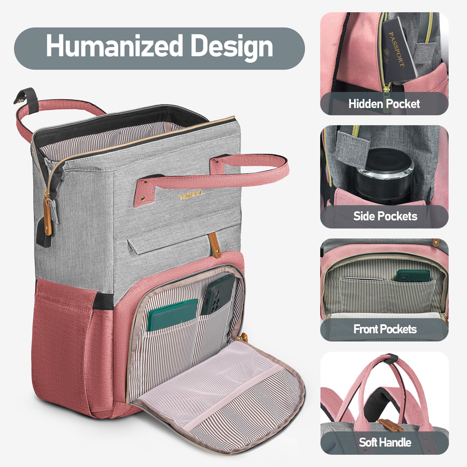 Anti-Theft Travel Laptop Backpack for Women - 15.6 Inch USB Charging Port Water-Resistant College Business Backpack - Perfect for Work, School, Commuting & Airplane Carry-On