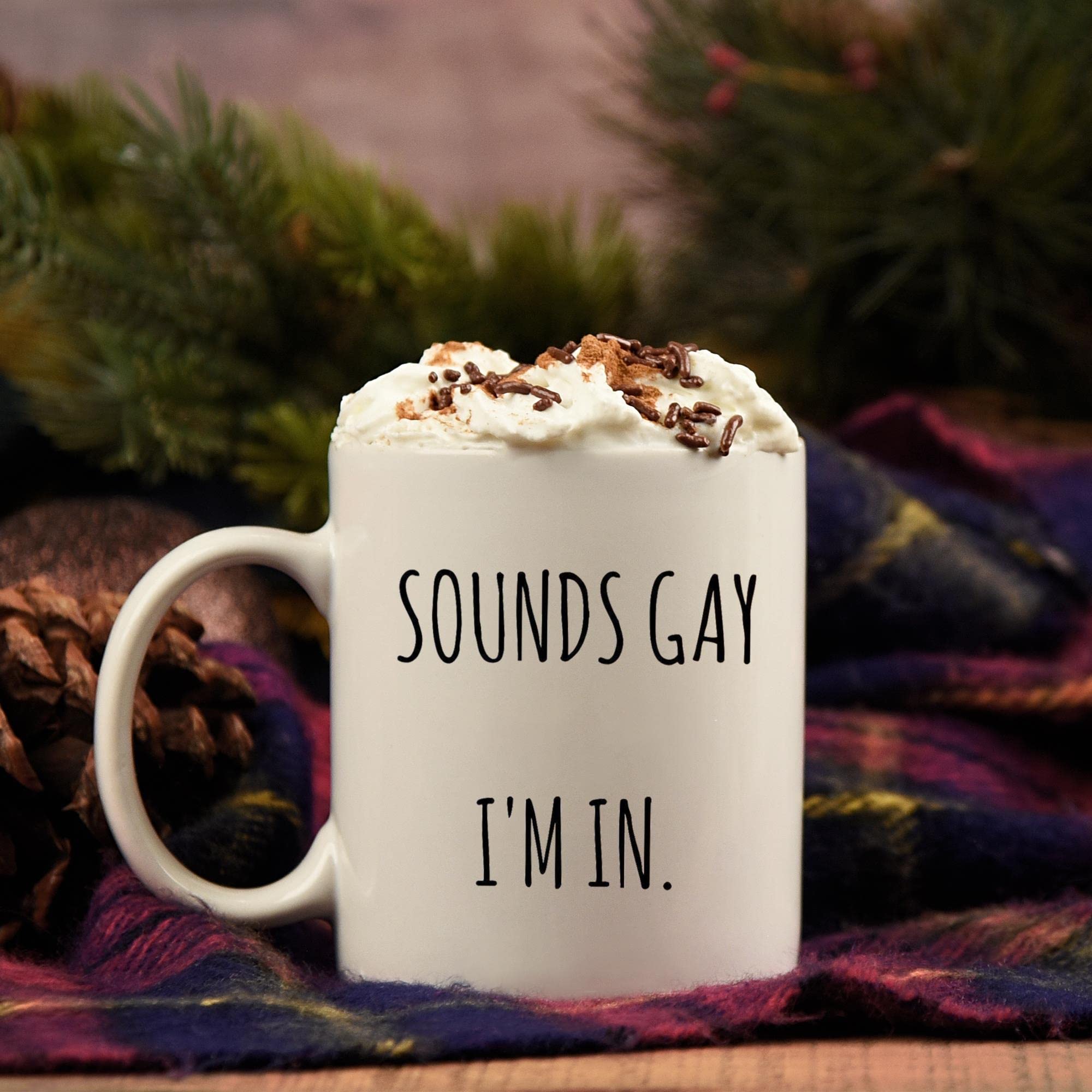 Funny LGBT Pride Mug - 'Sounds Gay I'm In' Coffee Cup for LGBTQ+ Community | Gay, Bisexual, Queer & Pansexual Gift | Perfect for Pride Month, Coming Out Parties & Ally Support