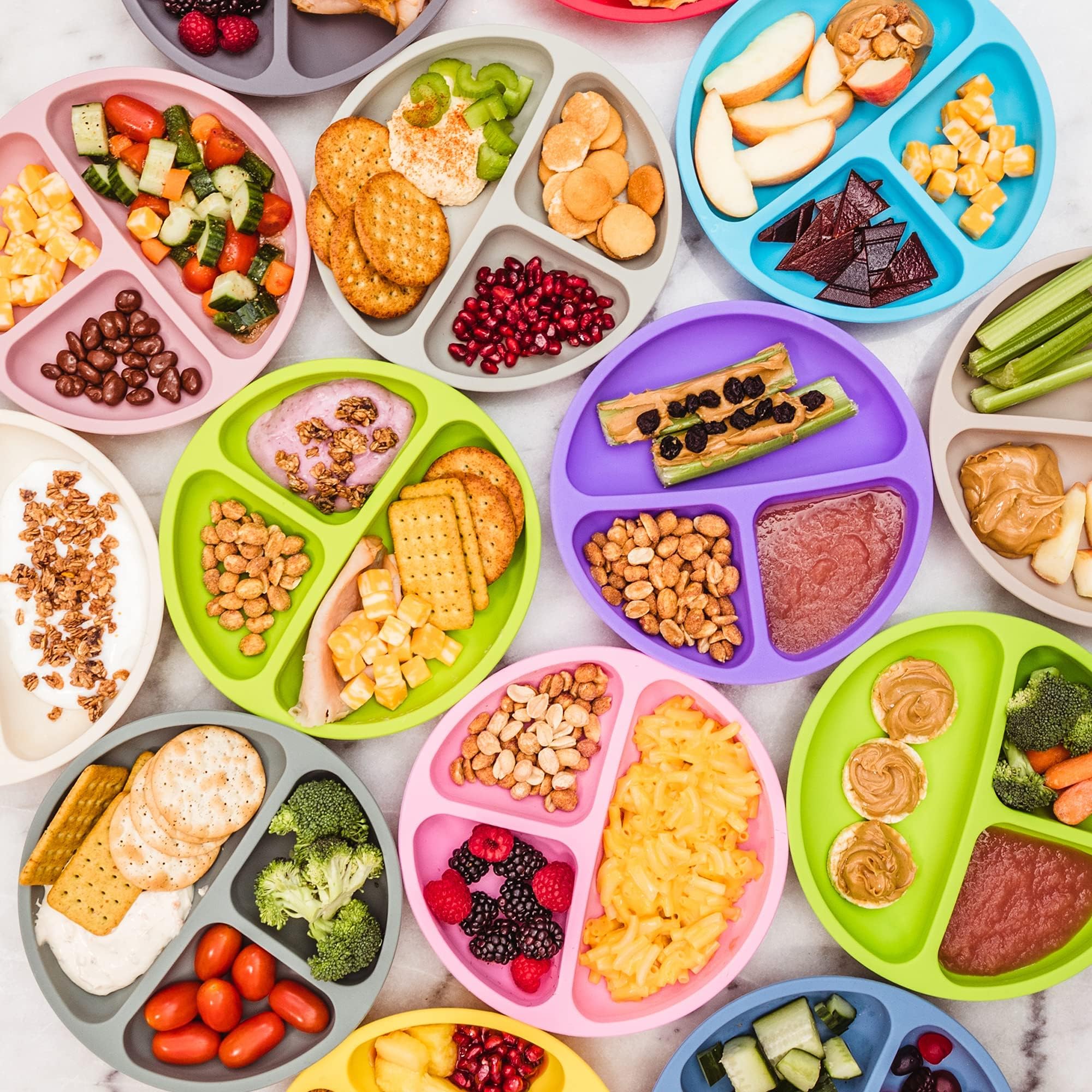 WeeSprout Silicone Divided Plates for Toddlers & Kids – 100% Food Grade, BPA-Free, Dishwasher & Microwave Safe – Perfect for Mealtime, Snacks & Travel