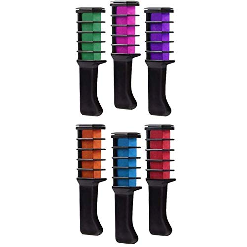 6-Pack Washable Hair Chalk Combs - Temporary Non-Toxic Hair Color for Kids & Teens - Perfect for Halloween, Cosplay, Parties & DIY Styling - Adds Vibrant Shimmer & Fun to Any Occasion