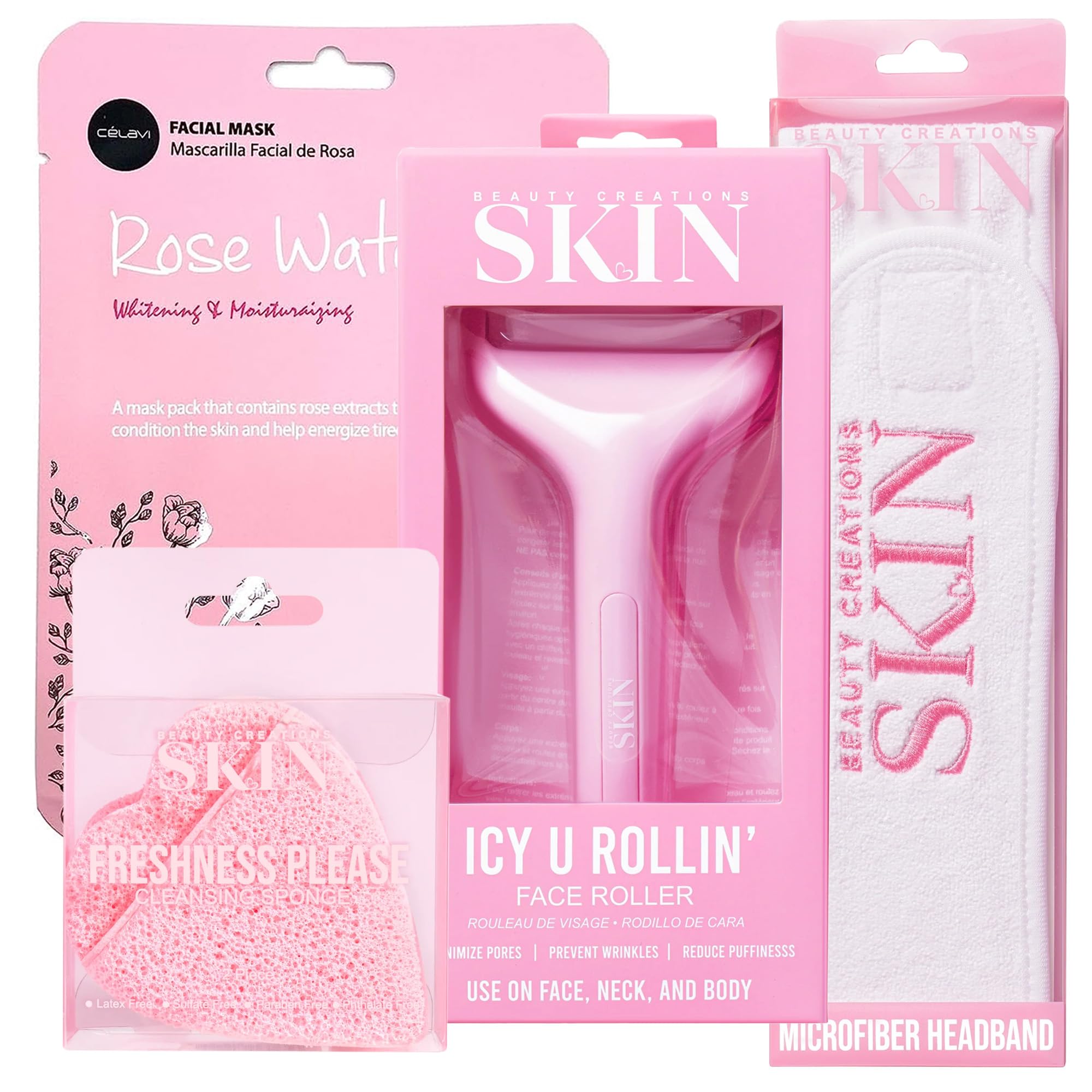 Korean Beauty Spa Bundle - Célavi Mask, Icy Roller & Headband for Home Relaxation