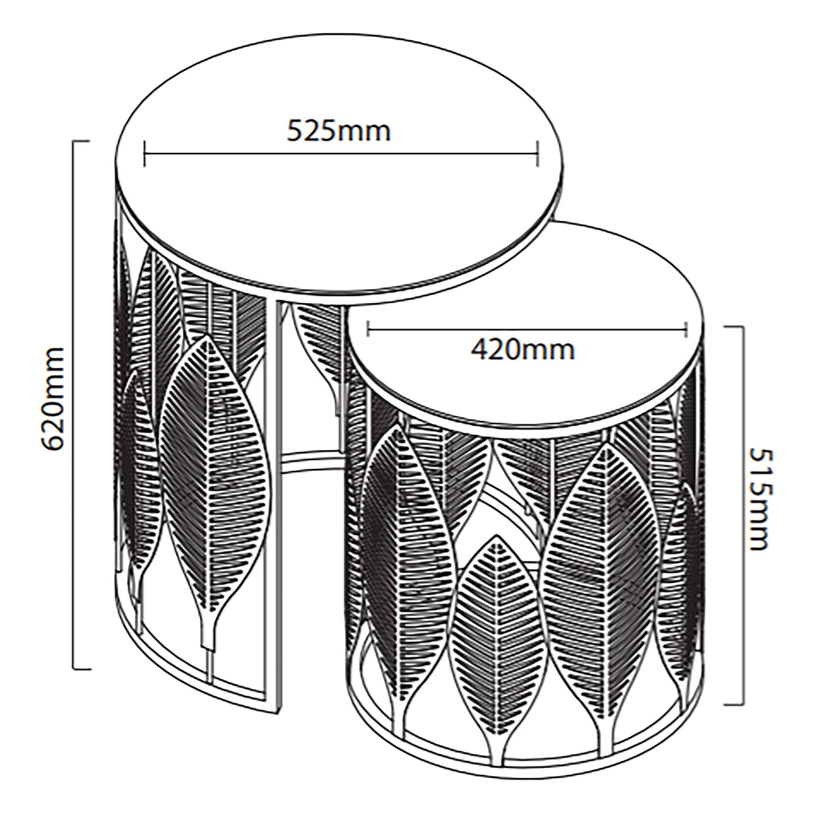 Criterion Gold Metal Frame White Glass Top Leaf Nested Set Coffee Tables 520mm - Perfect for Living Room, Office & Modern Home Decor