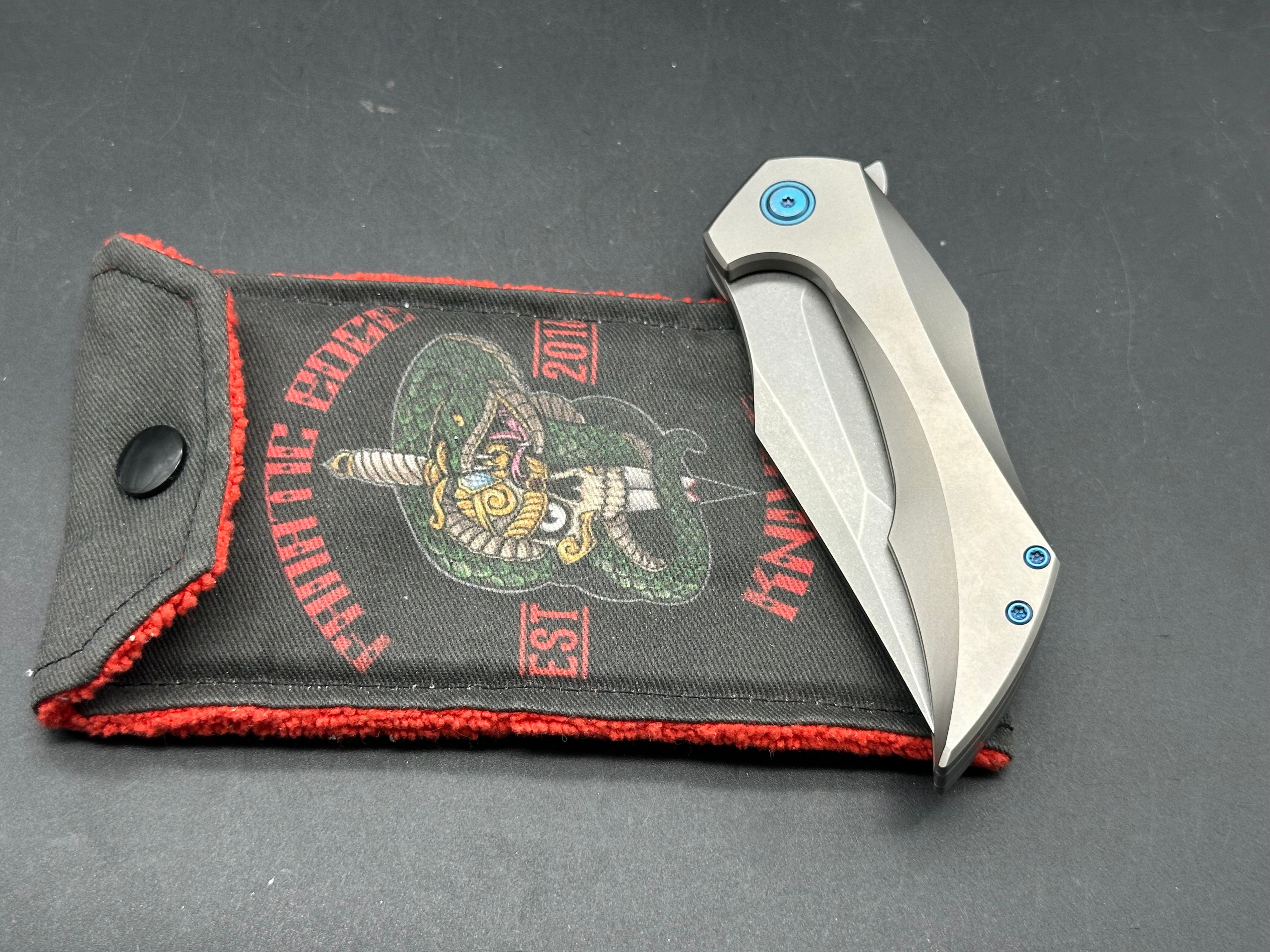 Fanatic Edge Omen V2 Folding Knife - Premium Elmax Steel Blade & Titanium Handle for EDC, Outdoor, Camping, and Survival Use
