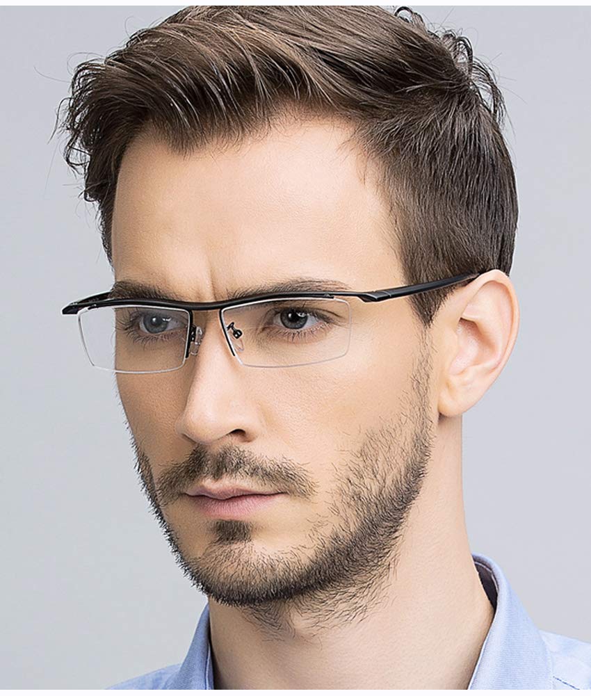 Agstum Blue Light Blocking Glasses Anti-Fatigue - Titanium Half Rimless Business Eyewear for Computer & Office Use | Reduce Eye Strain for Work, Gaming & Screen Time