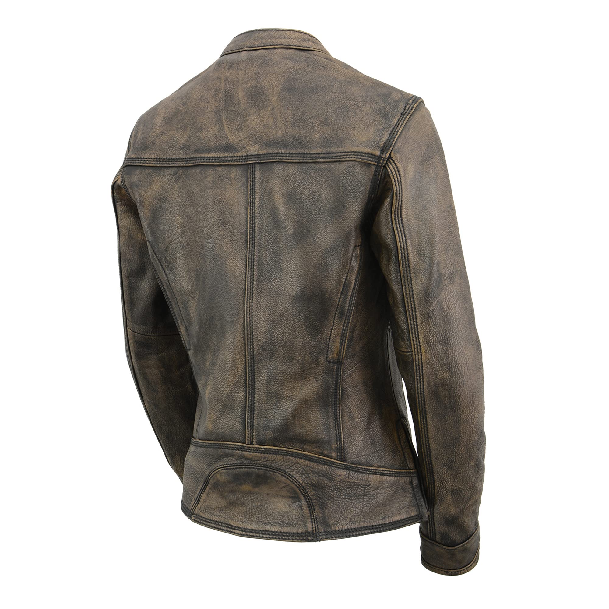 Milwaukee Leather Women's Brown Distressed Scooter Jacket MLL2550 - Vintage Style Motorcycle Jacket with Breathable Venting for Urban Riding & Casual Wear