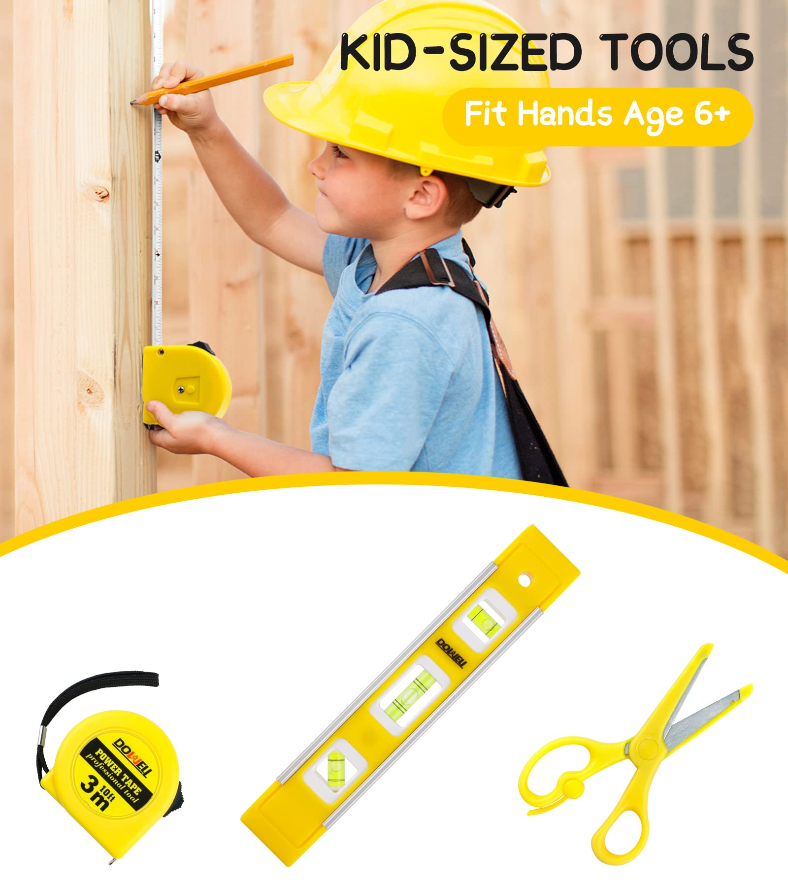 DOWELL Kids Tool Set with Real Metal Hand Tools - 24-Piece DIY Learning Kit for Boys & Girls Ages 8+, Includes Durable Tool Bag - Perfect for Home Projects, Woodworking & STEM Activities