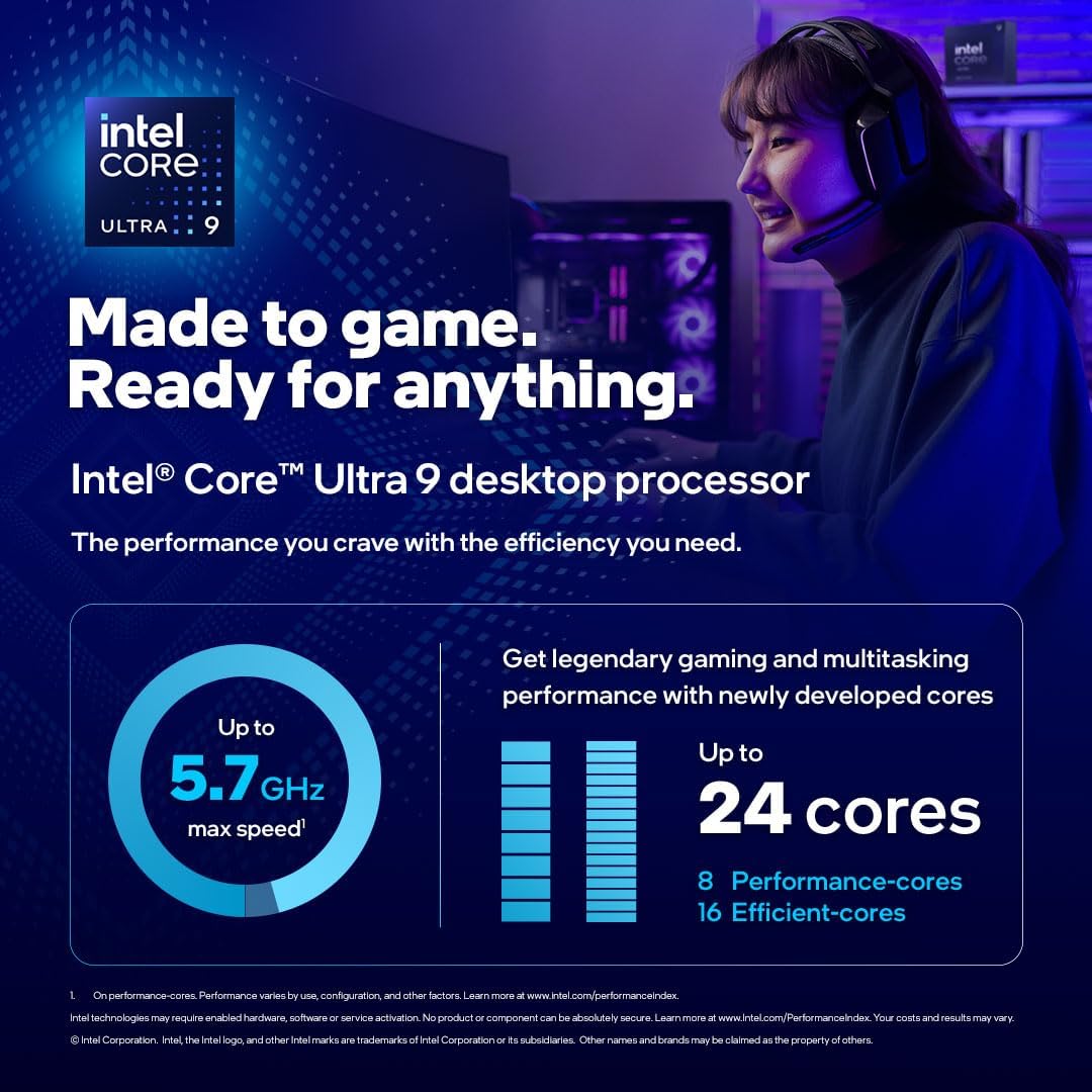 Intel Core Ultra 9 285K 24-Core 3.70GHz Desktop Processor - High Performance CPU for Gaming, Video Editing & 3D Rendering