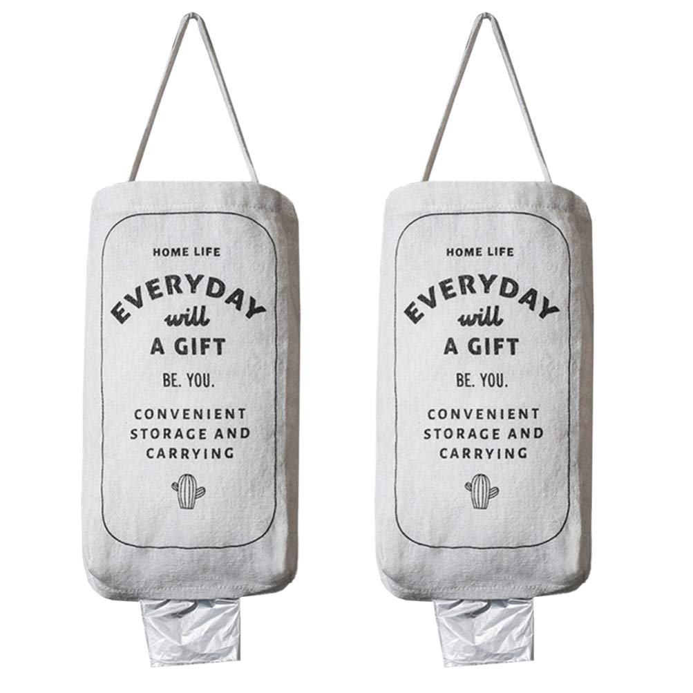 2-Pack Cabilock Wall Mount Trash Bag Holder & Dispenser - Space Saving Grocery Bag Organizer for Kitchen, Bathroom, Laundry Room - Durable Plastic Storage Container for Easy Access to Garbage Bags