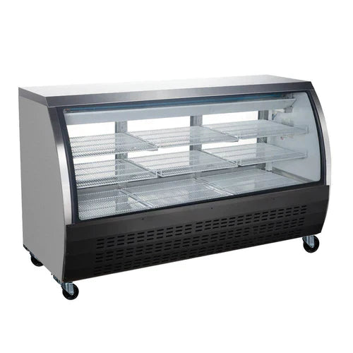 Coldline DC64 B 64 Black Curved Glass Refrigerated Deli Display Case - Commercial Refrigerator for Deli Meats, Cheeses & Fresh Foods - Perfect for Grocery Stores, Restaurants & Cafes