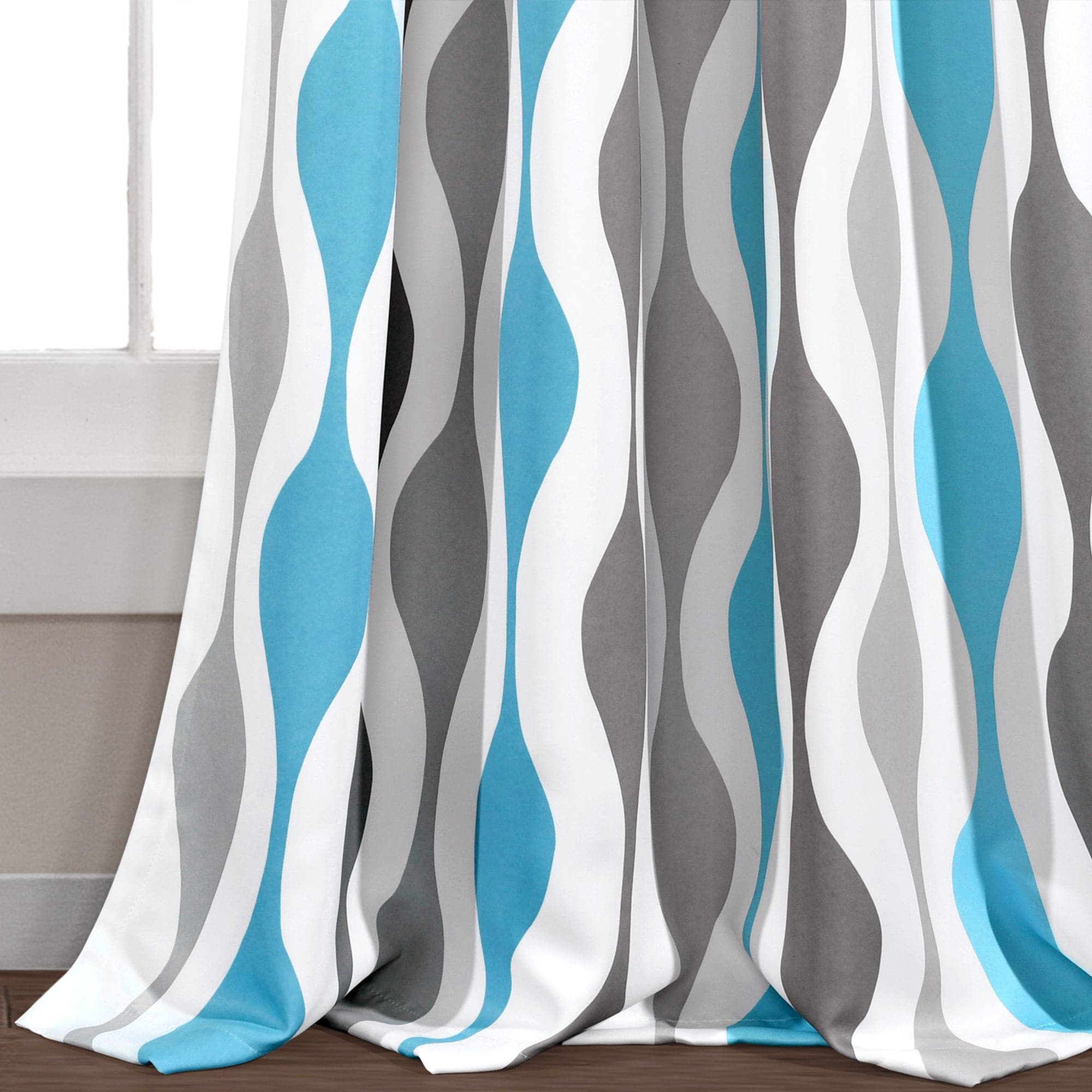 Mid Century Modern Geometric Light Filtering Window Curtains - Set of 2 Panels for Living Room & Bedroom | Sun Protection & Privacy Sheer Drapes