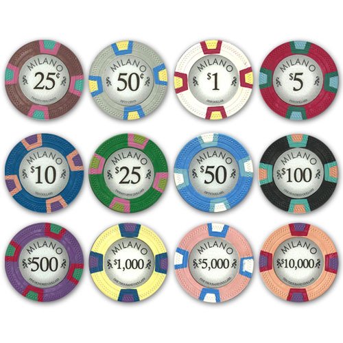 Milano 10g Premium Clay Poker Chips - 12-Piece Sample Set with Bonus Cut Card | Casino Style Poker Accessories for Home Games & Tournaments