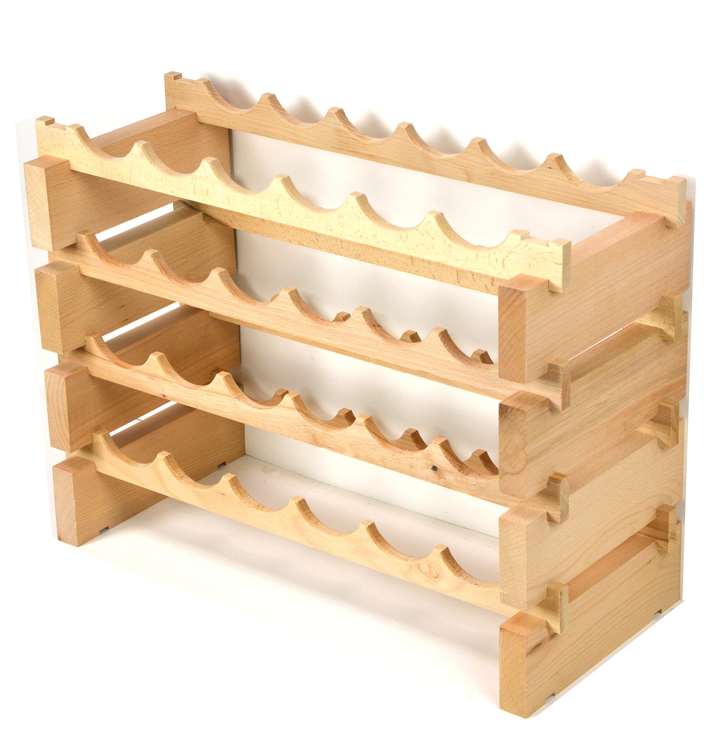 Premium Modular Beechwood Wine Rack - Holds 24 to 72 Bottles (6 Bottles Across, Up to 12 Rows) - Space-Saving Storage Solution for Home Bars, Wine Cellars & Restaurants - Newest Improved Design (24-Bottle 4-Row Starter Set)