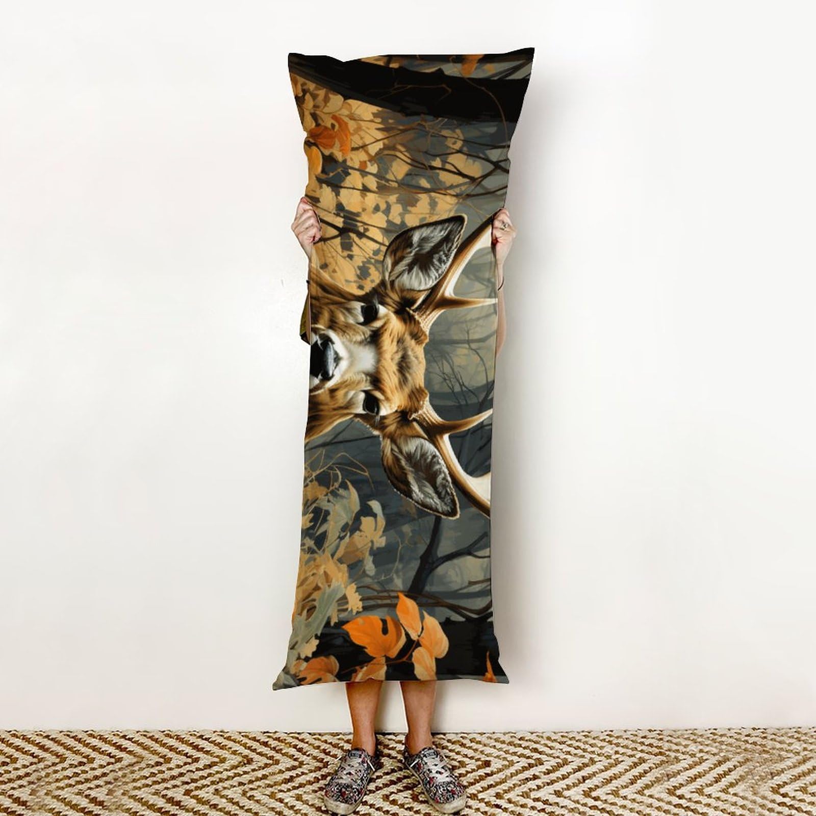 Camouflage White Tail Deer Buck Head Body Pillow Cover - 20