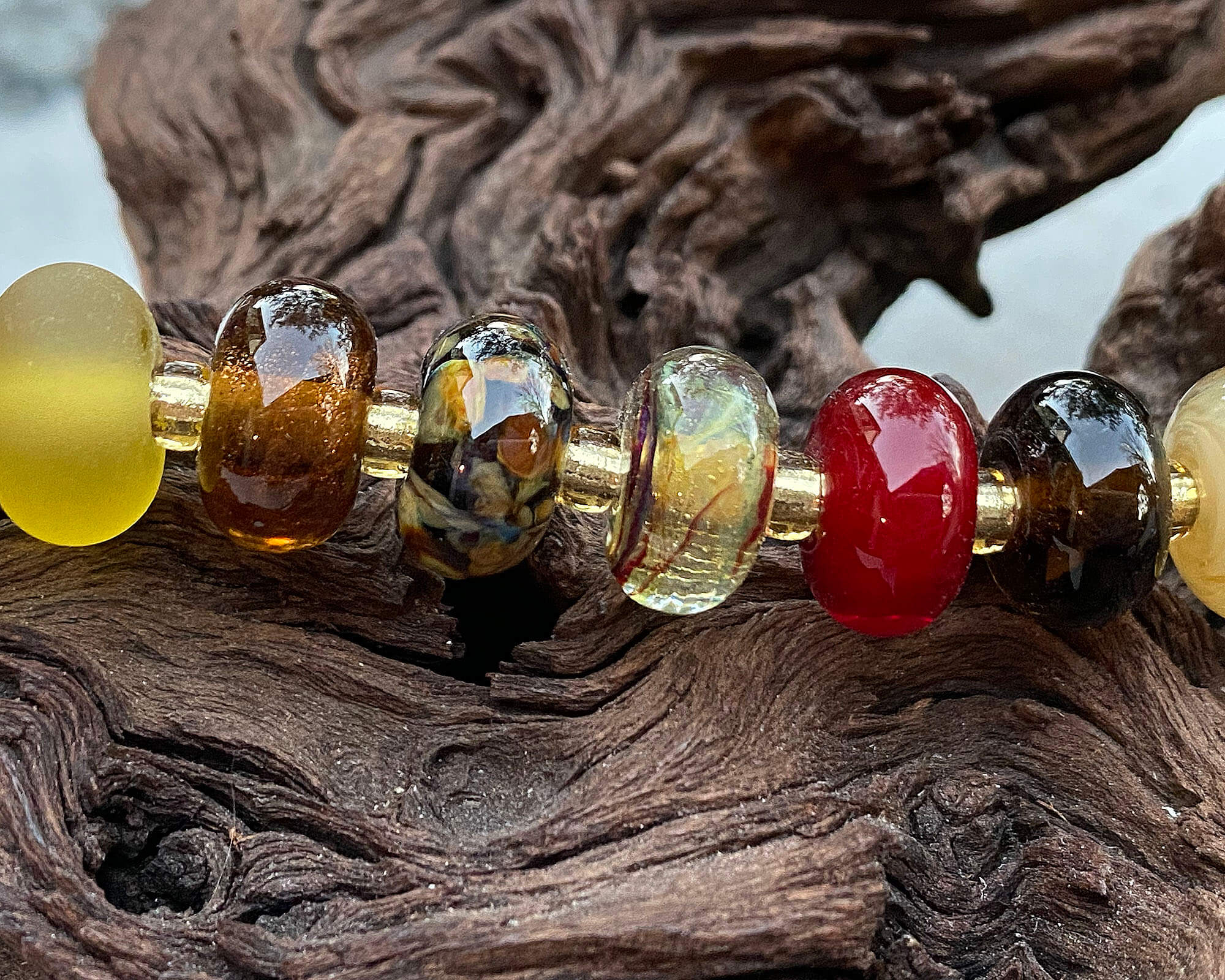 32 Colors of Autumn Brown Lampwork Glass Focal Beads for Jewelry Making - DIY Necklace, Bracelet, Earrings Craft Supplies - Perfect for Fall & Holiday Gift Projects