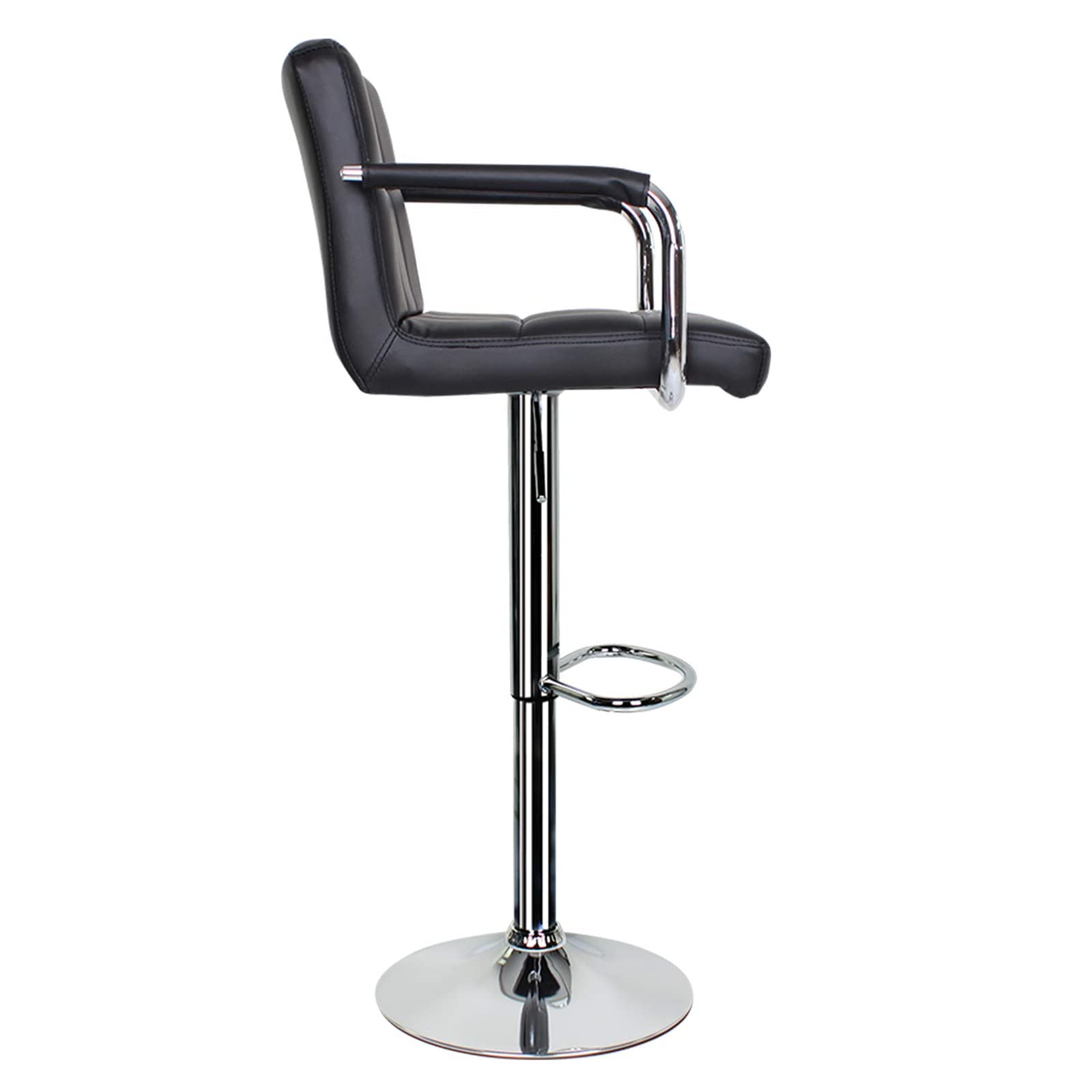 EUCO Set of 2 Swivel Bar Stools with Armrests & Back Support - Adjustable Height Leather Kitchen Stools for Breakfast Bar, Counter or Island - Perfect for Home Kitchen, Dining Room & Entertainment Areas
