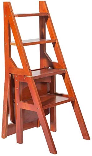 NEVKA 4-Step Foldable Bamboo Ladder Stool - Dual Use Step Stool and Climbing Ladder - Multi-Functional Brown Stool for Kitchen, Bathroom, and Home Organization - Perfect for Reaching High Shelves and Storage Spaces