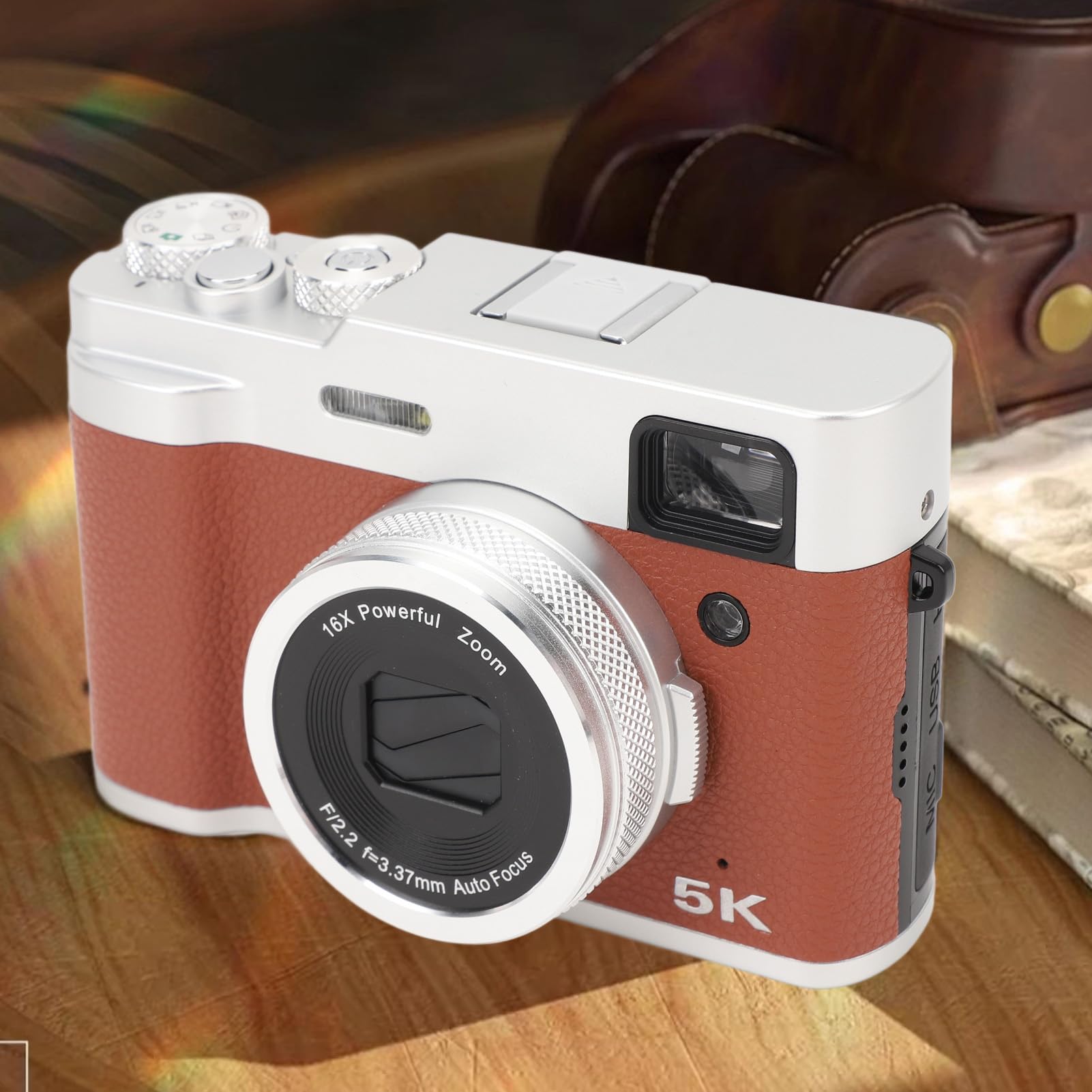 **5K Digital Camera with 48MP Image & 16X Zoom - Dual Lens Vlogging Camera with Viewfinder, 360° Rotation, Anti-Shake - Perfect for YouTube, Live Streaming, Travel & Photography (Tripod Compatible)**