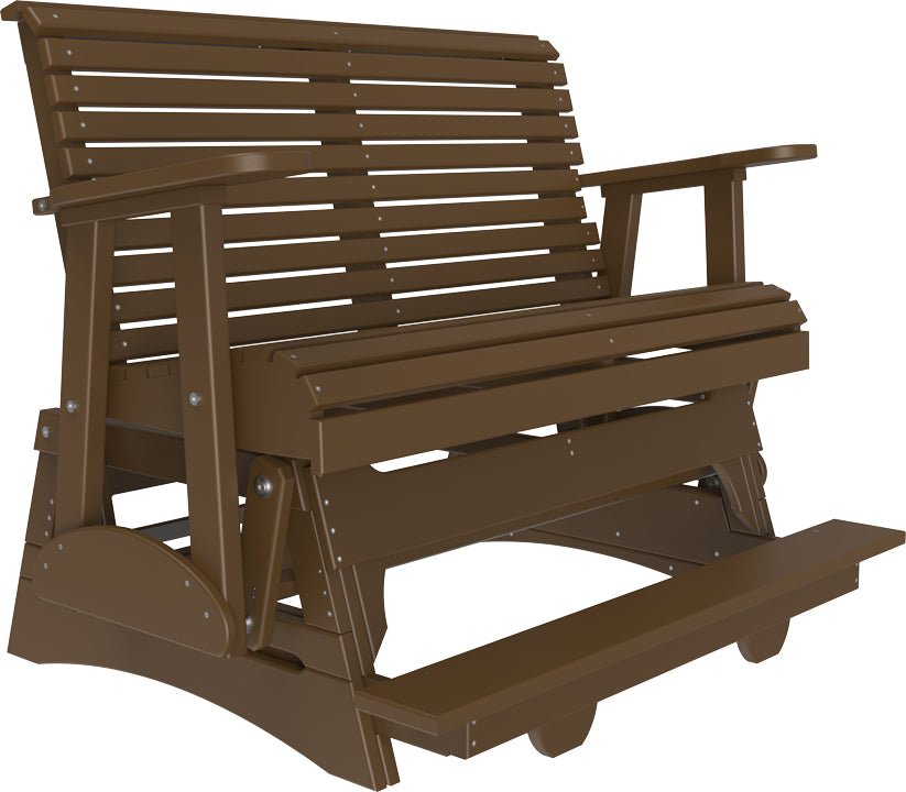 LuxCraft 4 Foot Plain Balcony Glider Chair - Outdoor Patio Swing for Relaxing on Porch, Deck or Garden