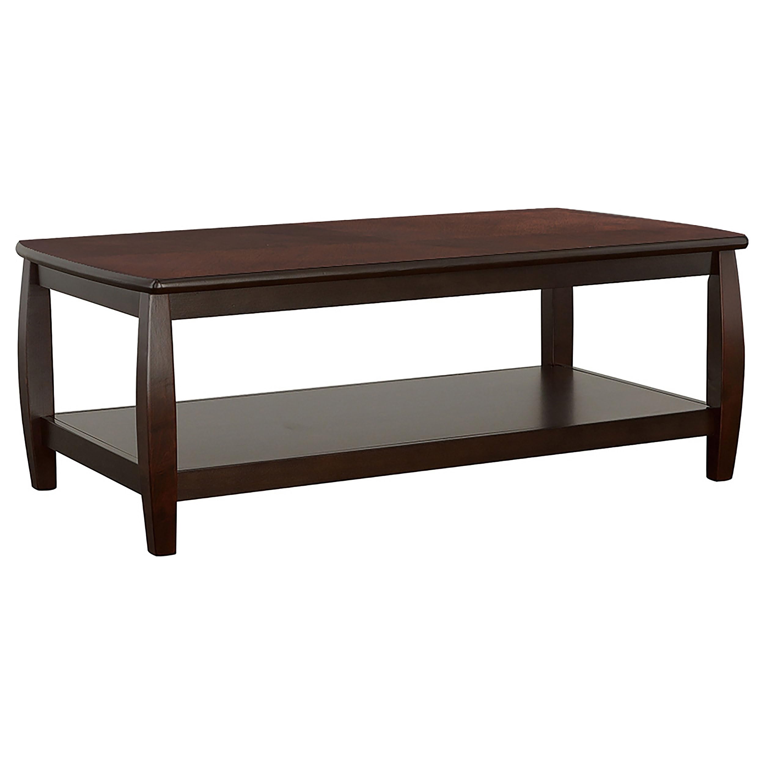 Marina Coffee Table with Shelf in Cappuccino Finish - Modern Living Room Furniture by Coaster - Perfect for Small Spaces & Home Decor 701078