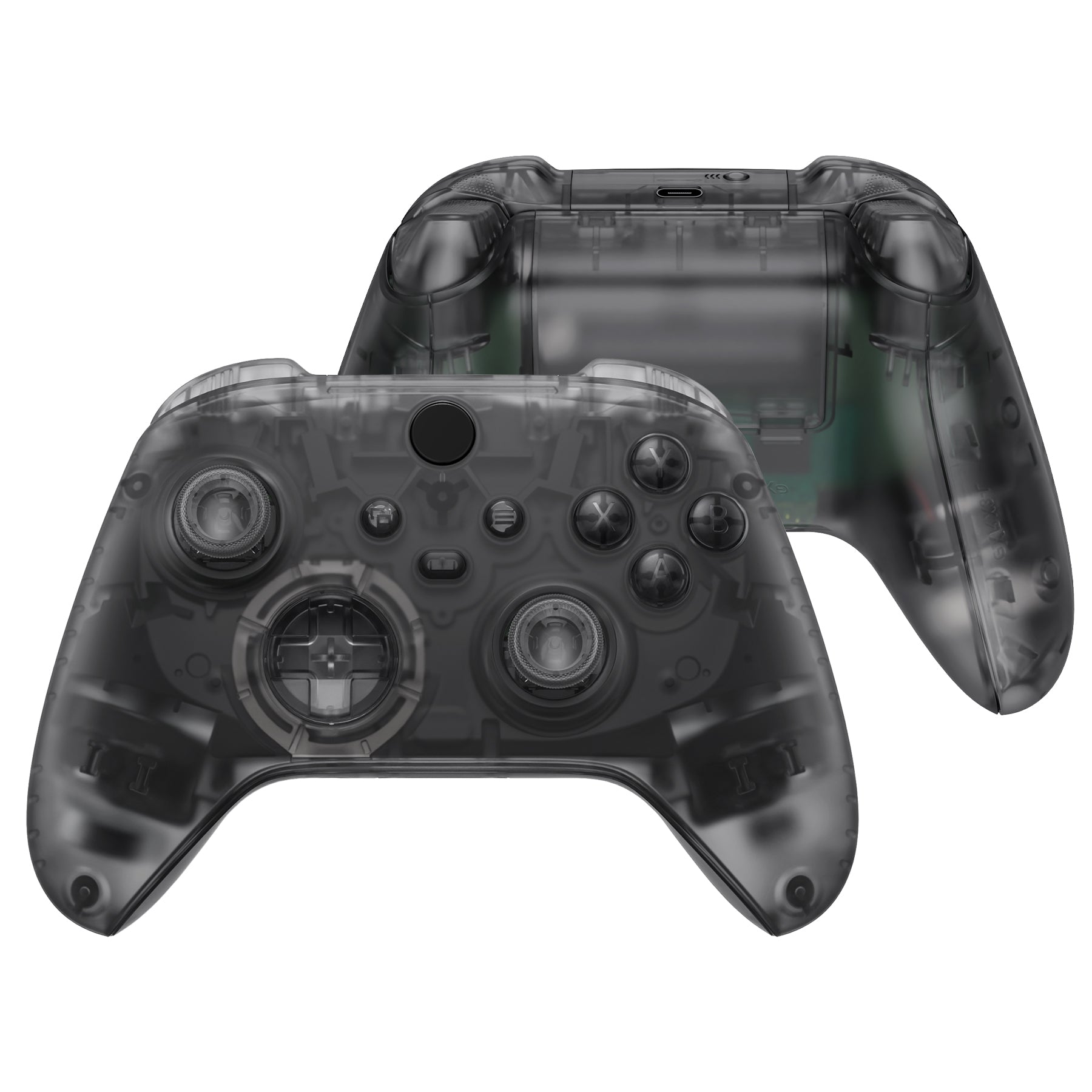 eXtremeRate Clear Black Replacement Housing Shell Case with Buttons for Xbox Series X/S Controller - Custom Side Rails & Front Back Plate Cover - Perfect for Gaming, Modding & Controller Customization (Model QX3M507)