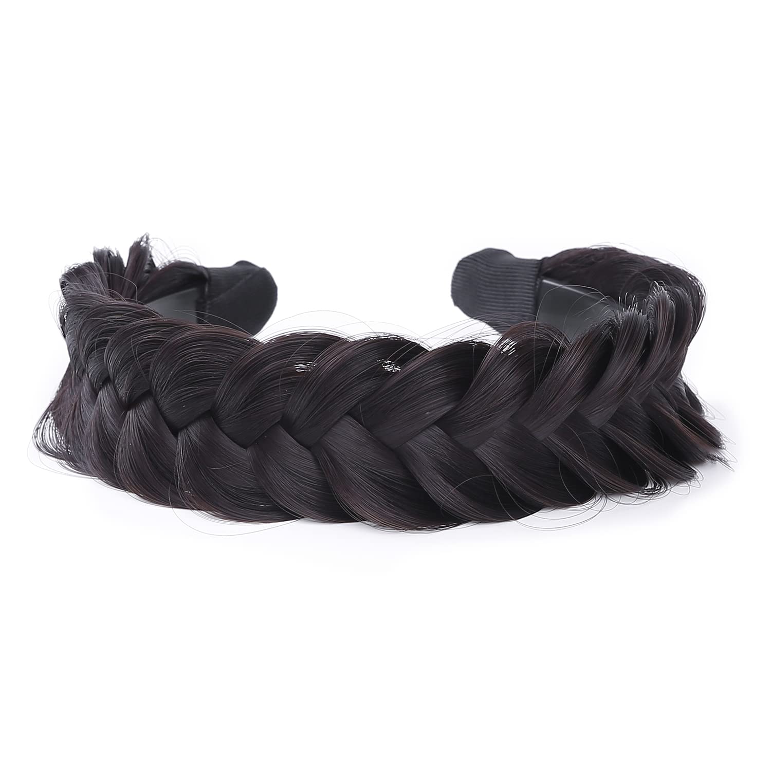Vowyore Wide Fishtail Braid Headband with Teeth - Classic Chunky Synthetic Hairpiece for Women & Girls | Perfect for Weddings, Parties & Everyday Hair Accessories