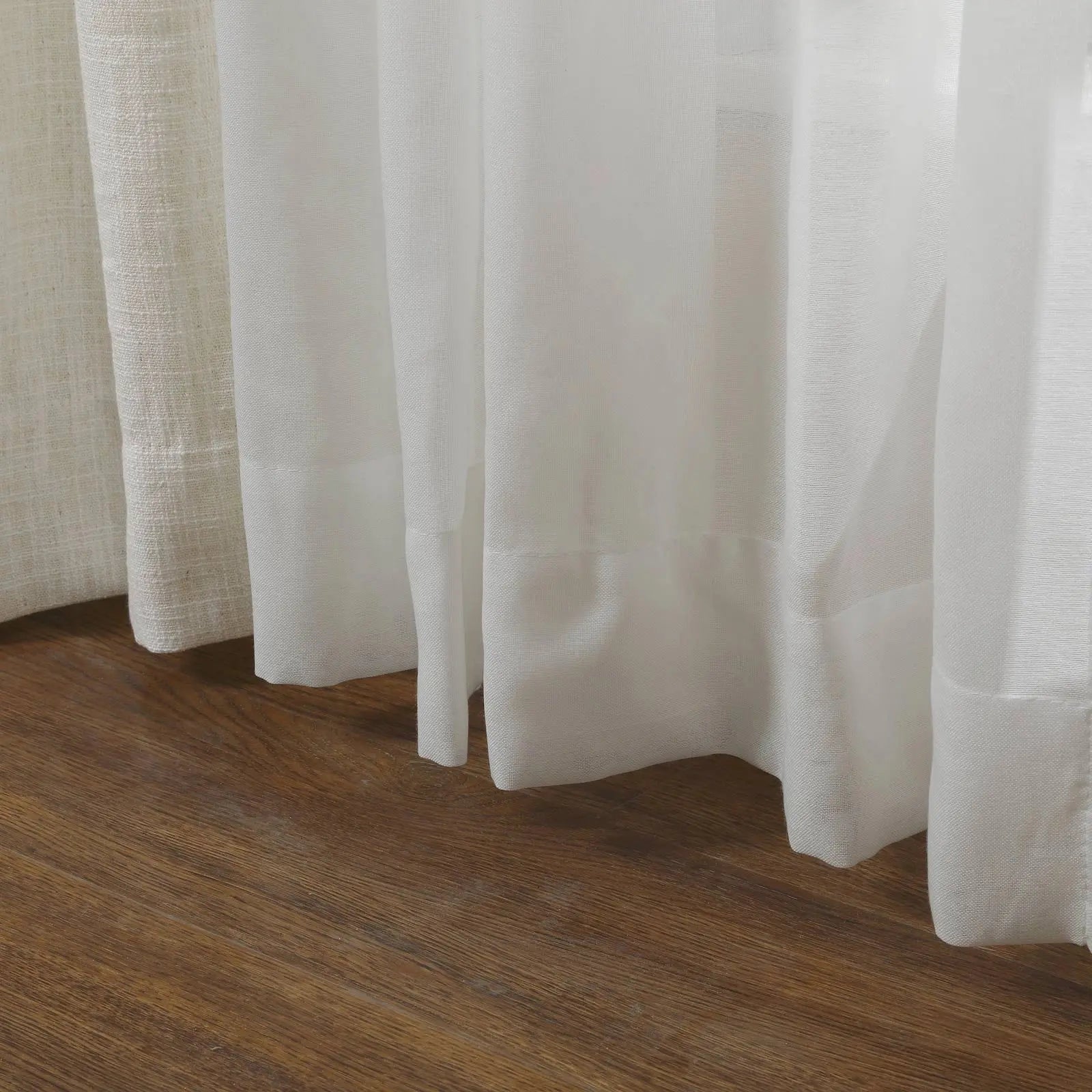 Half Linen Half Sheer Pleated Curtain Panels (Set of 2) - Elegant Window Drapes for Living Room, Bedroom & Dining Room Decor