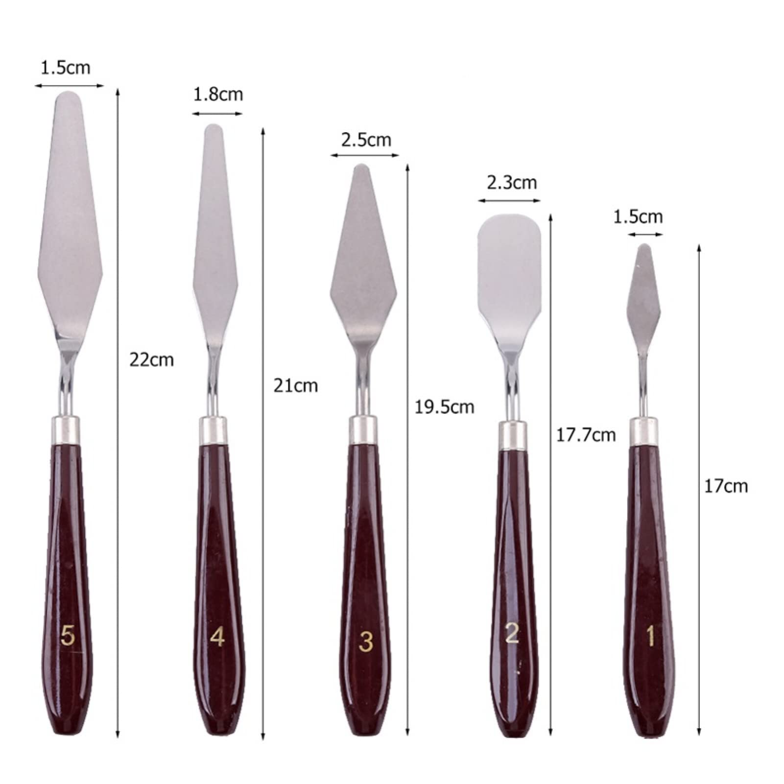 5-Piece Briartw Stainless Steel Palette Knives Set - Wooden Handle Painting Spatulas for Oil & Acrylic Painting - Professional Artist Tools for Color Mixing & Canvas Texture - Perfect for Studio, Classroom & DIY Art Projects