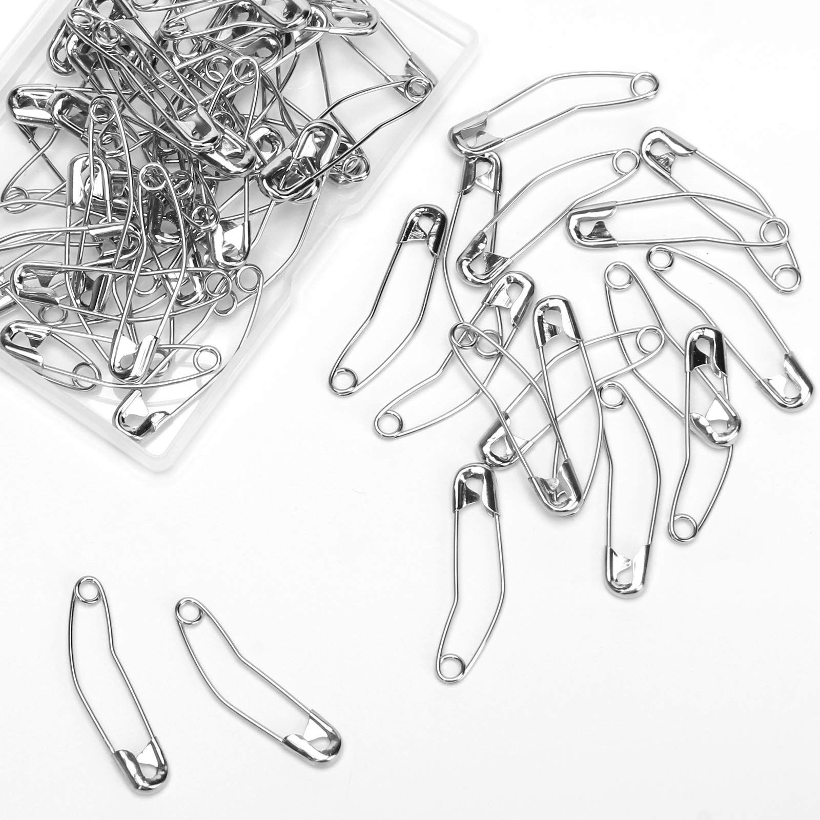 120 Pieces 38mm Curved Safety Pins - Nickel-Plated Steel Quilting Basting Pins with 2 Plastic Storage Cases | Perfect for Sewing, Fabric Crafts, Quilting & DIY Projects